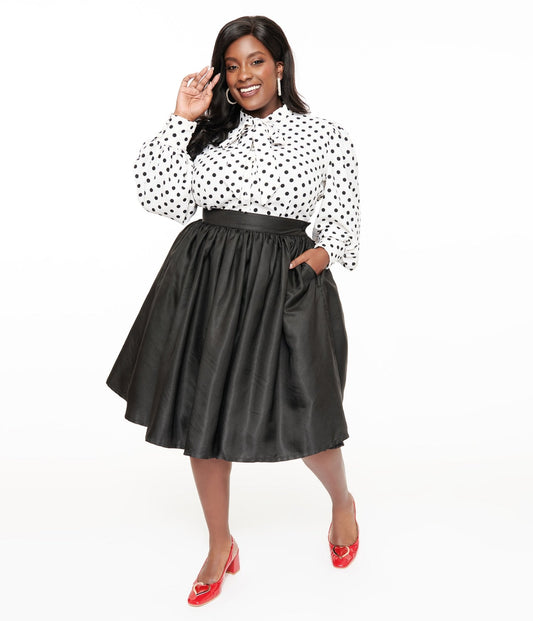 Unique Vintage Plus Size 1950s Black Gellar Swing Skirt