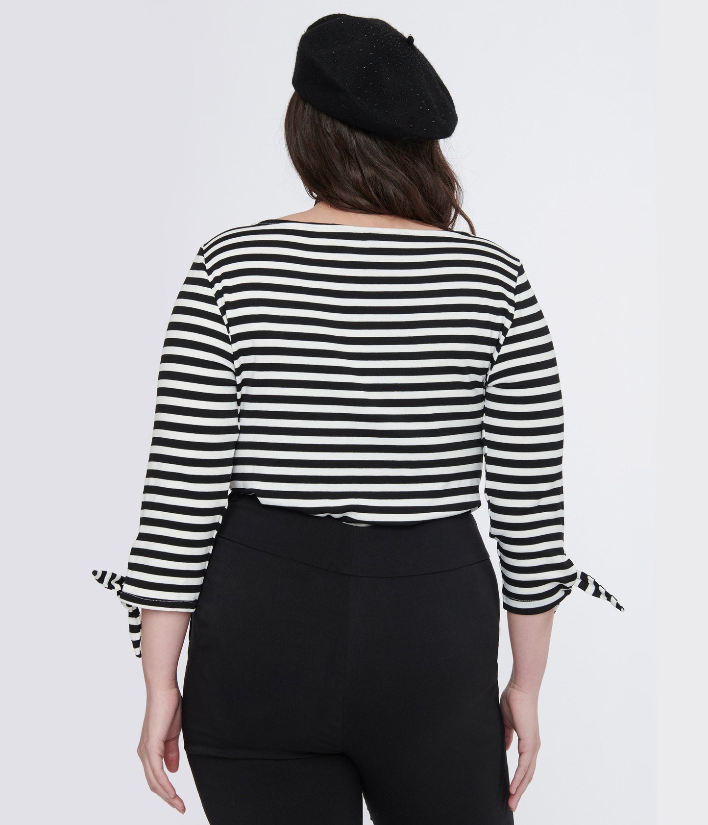 Unique Vintage Plus Size 1950s Black & White Stripe Gracie Top