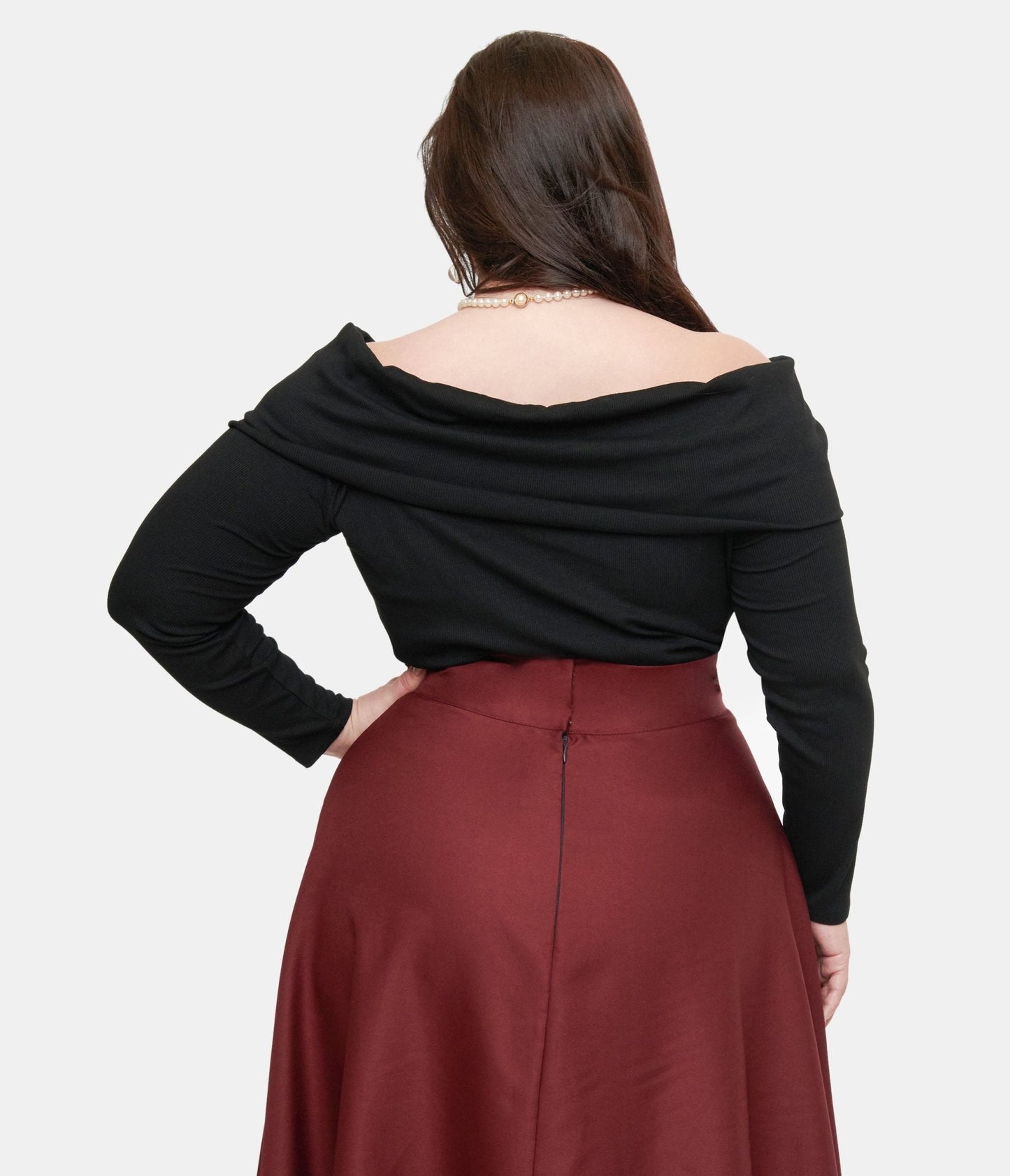 Unique Vintage Plus Size 1960s Black Folded Shoulder Knit Top