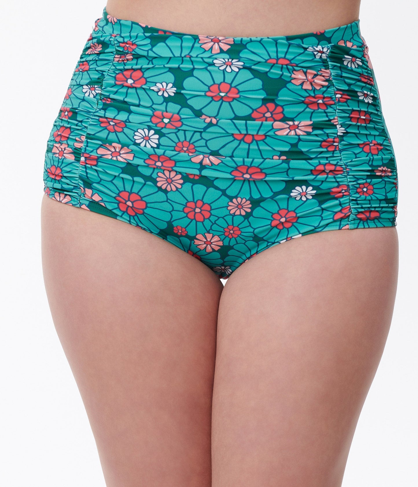 Unique Vintage Teal Flower Child Monroe Swim Bottom