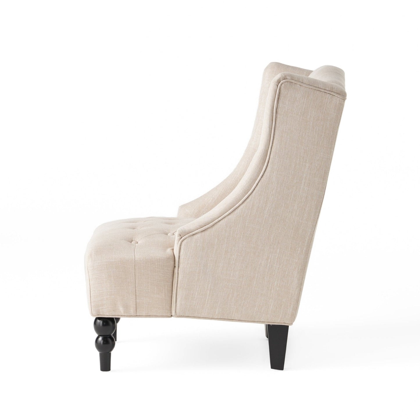 Upholstered Accent Chair with Diamond Tufted Wing Back