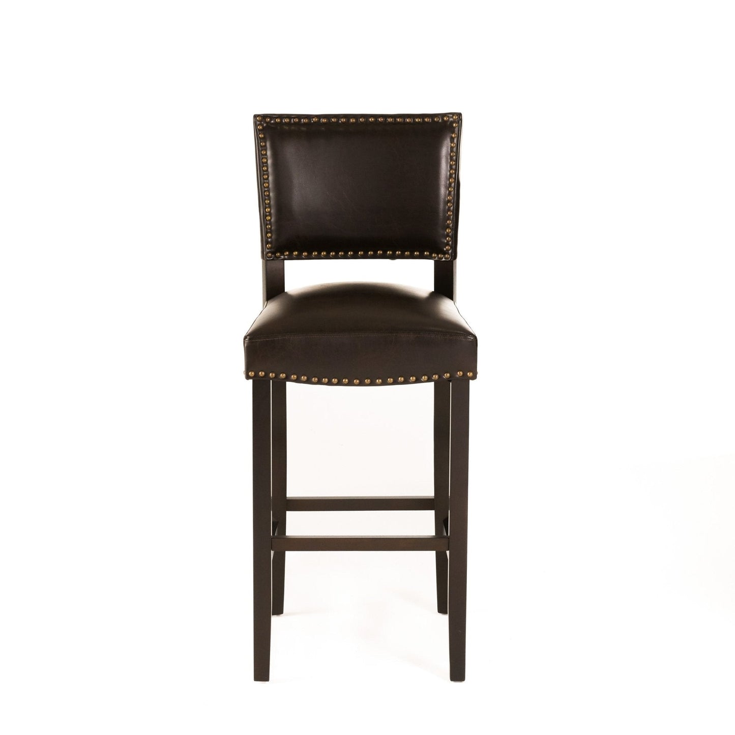 Upholstered Barstool with Open Back and Nail Head Trim
