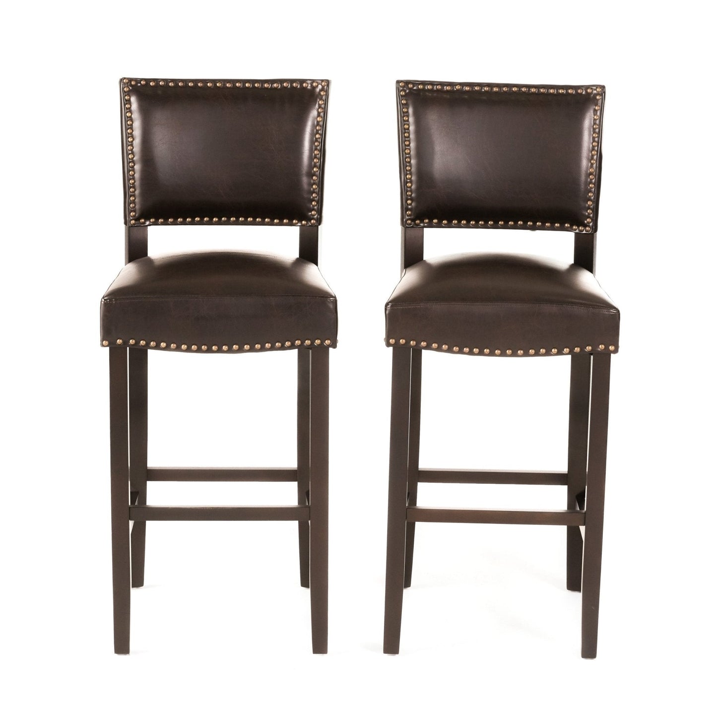 Upholstered Barstool with Open Back and Nail Head Trim