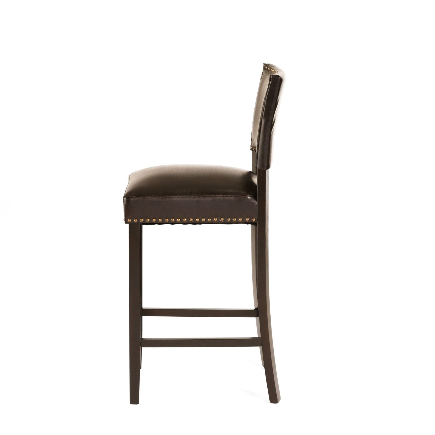 Upholstered Barstool with Open Back and Nail Head Trim