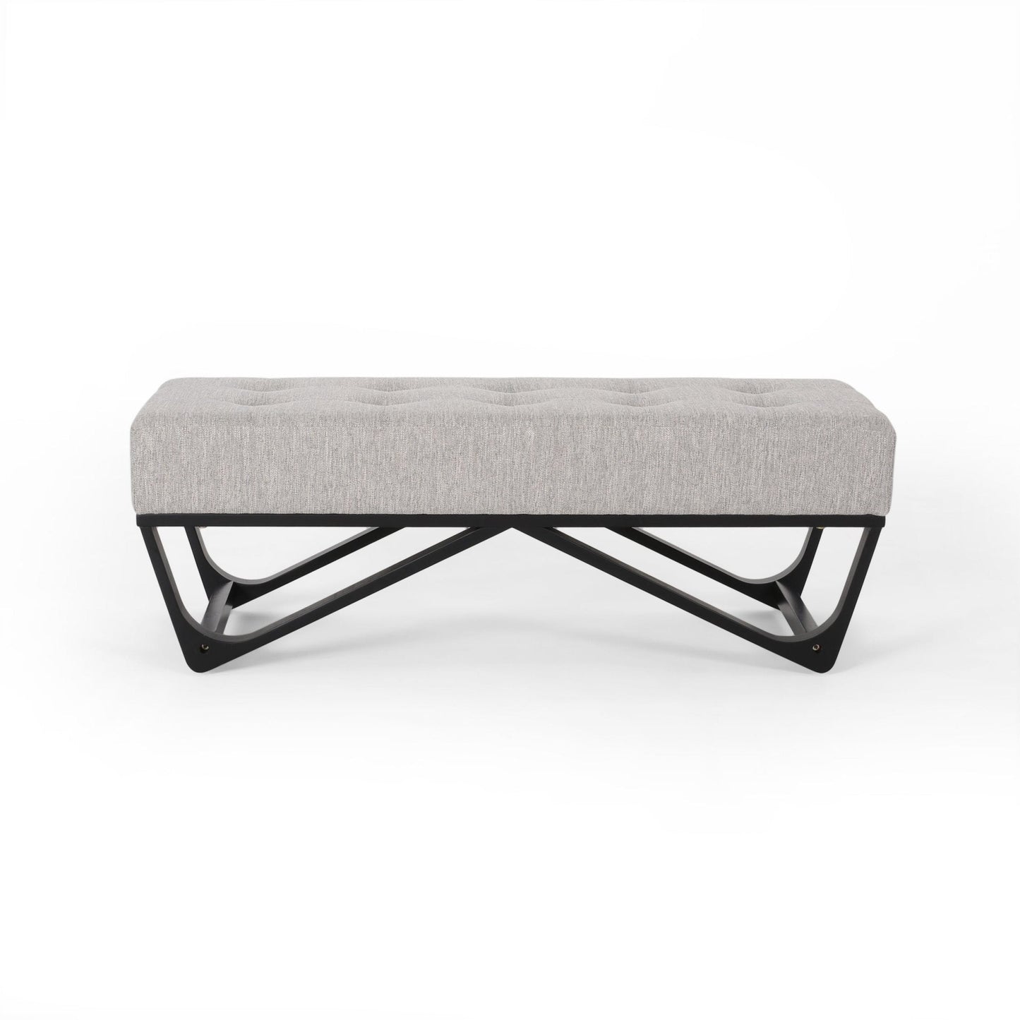 Upholstered Bench with Button Tufted and Bentwood Leg