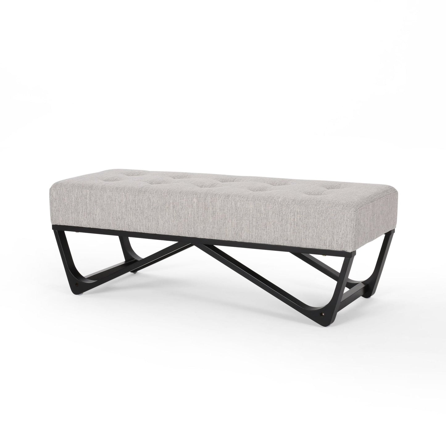 Upholstered Bench with Button Tufted and Bentwood Leg