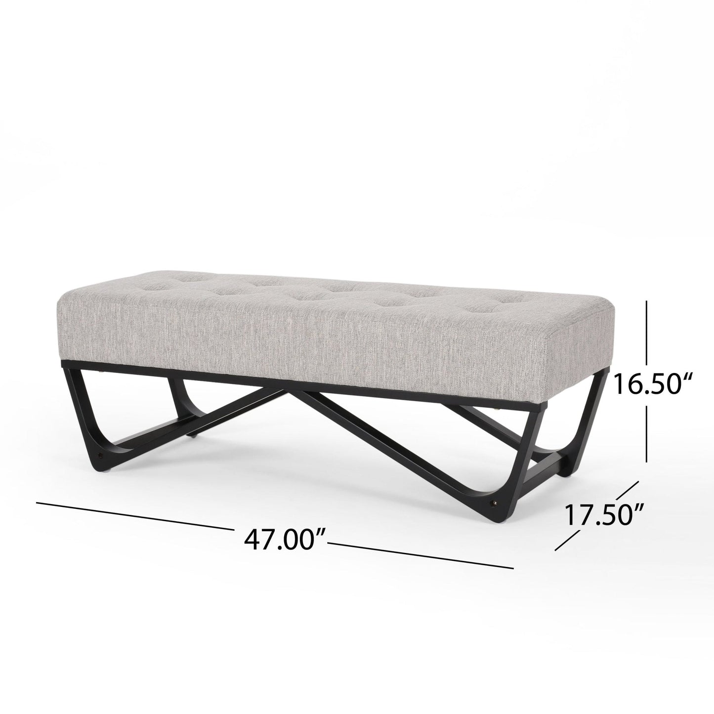 Upholstered Bench with Button Tufted and Bentwood Leg