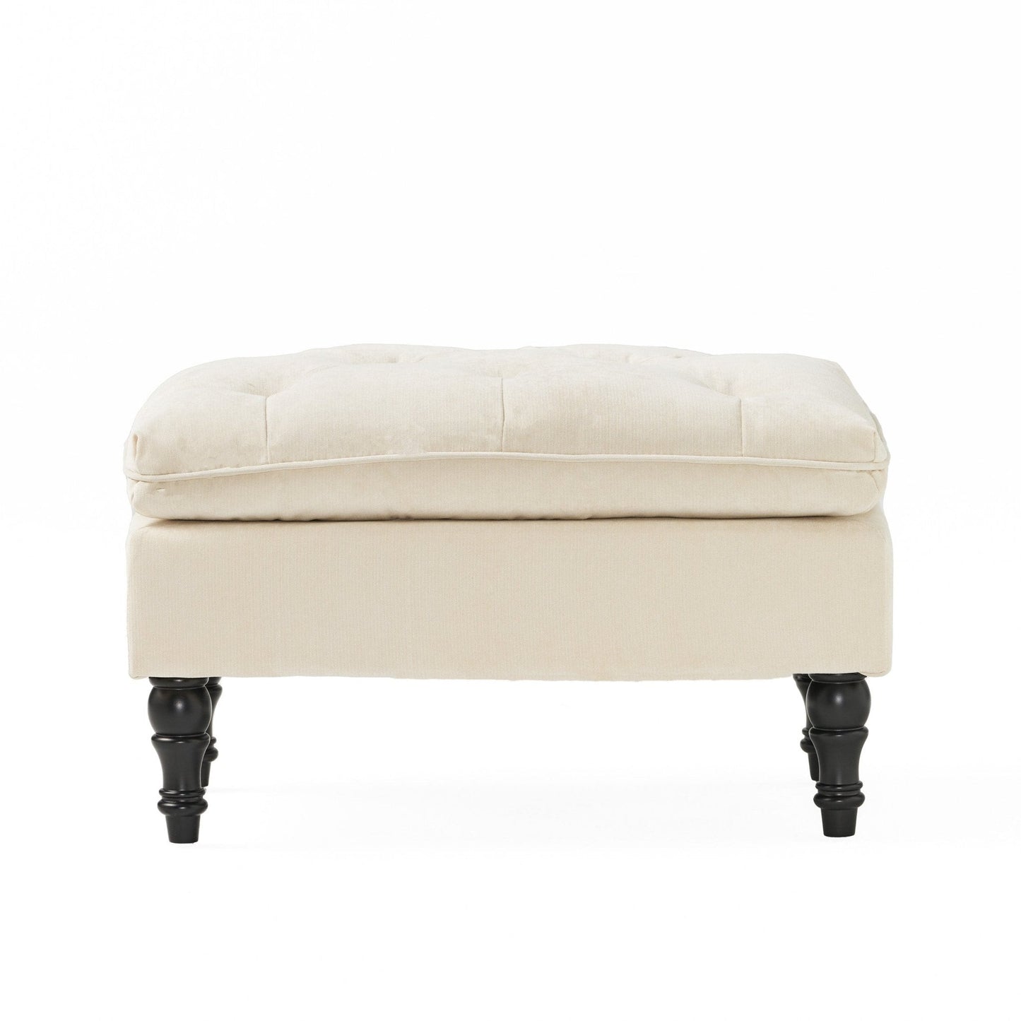 Upholstered Bench with Button Tufted Diamond Stitch and Iron Frame