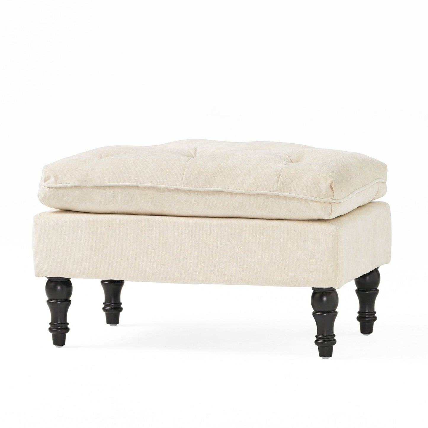 Upholstered Bench with Button Tufted Diamond Stitch and Iron Frame