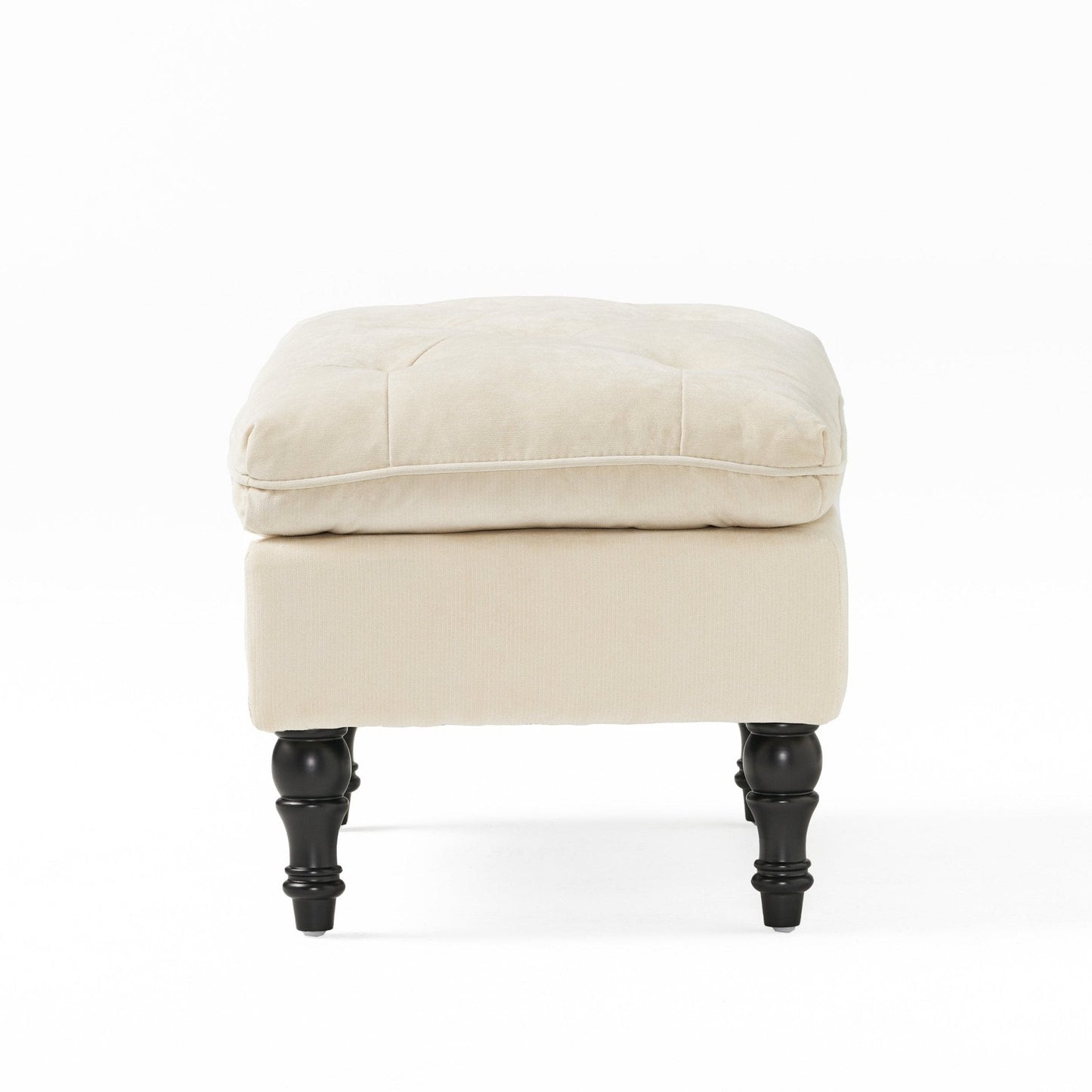 Upholstered Bench with Button Tufted Diamond Stitch and Iron Frame