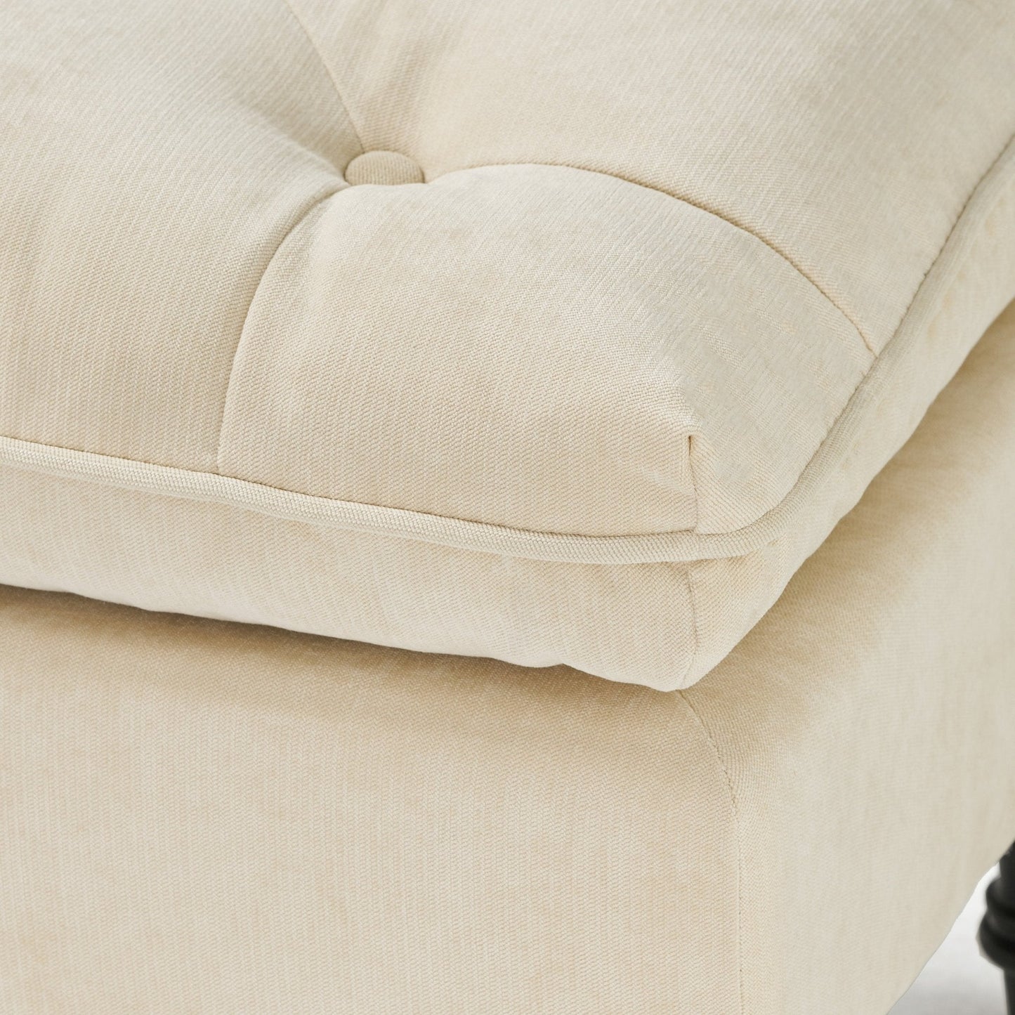 Upholstered Bench with Button Tufted Diamond Stitch and Iron Frame