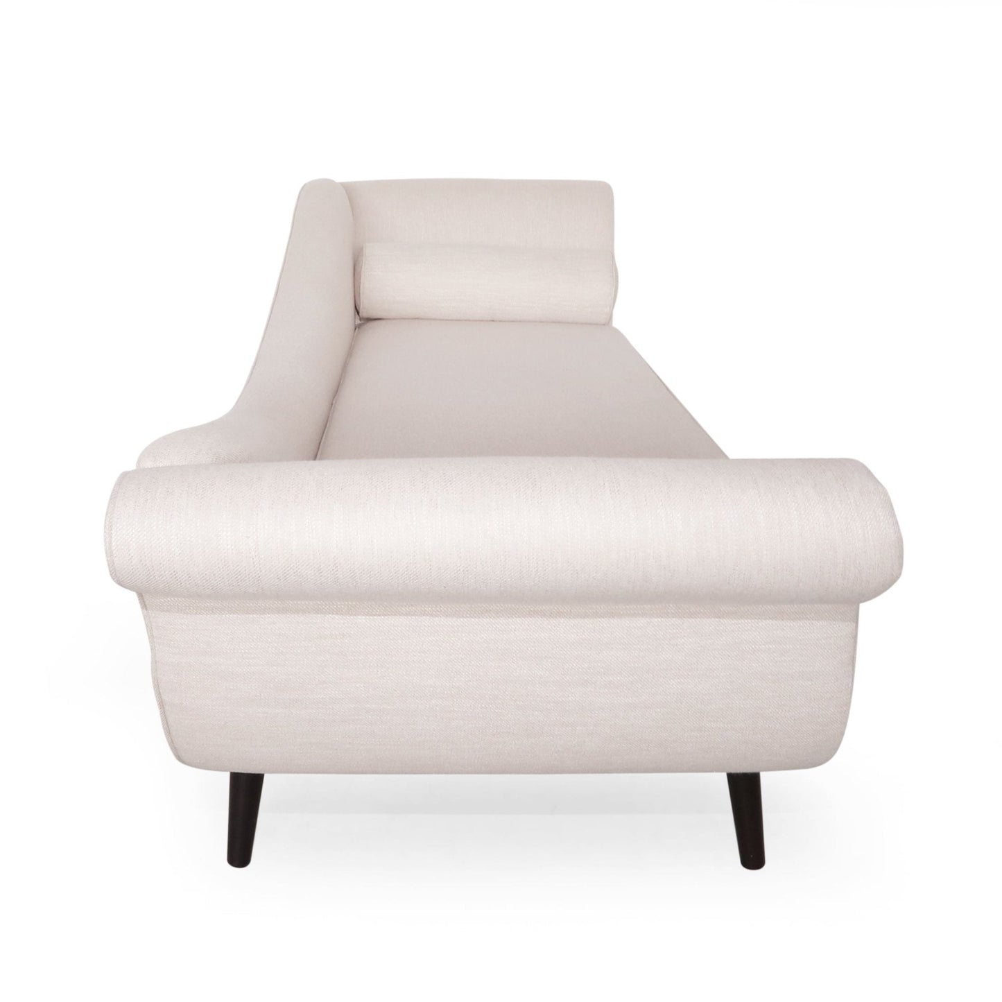 Upholstered Chaise Lounge with Flared Arm and Solid Wood Legs