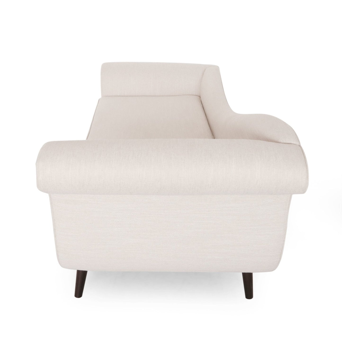 Upholstered Chaise Lounge with Flared Arm and Solid Wood Legs
