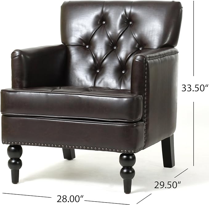 Upholstered Club Chair with Button Tufted