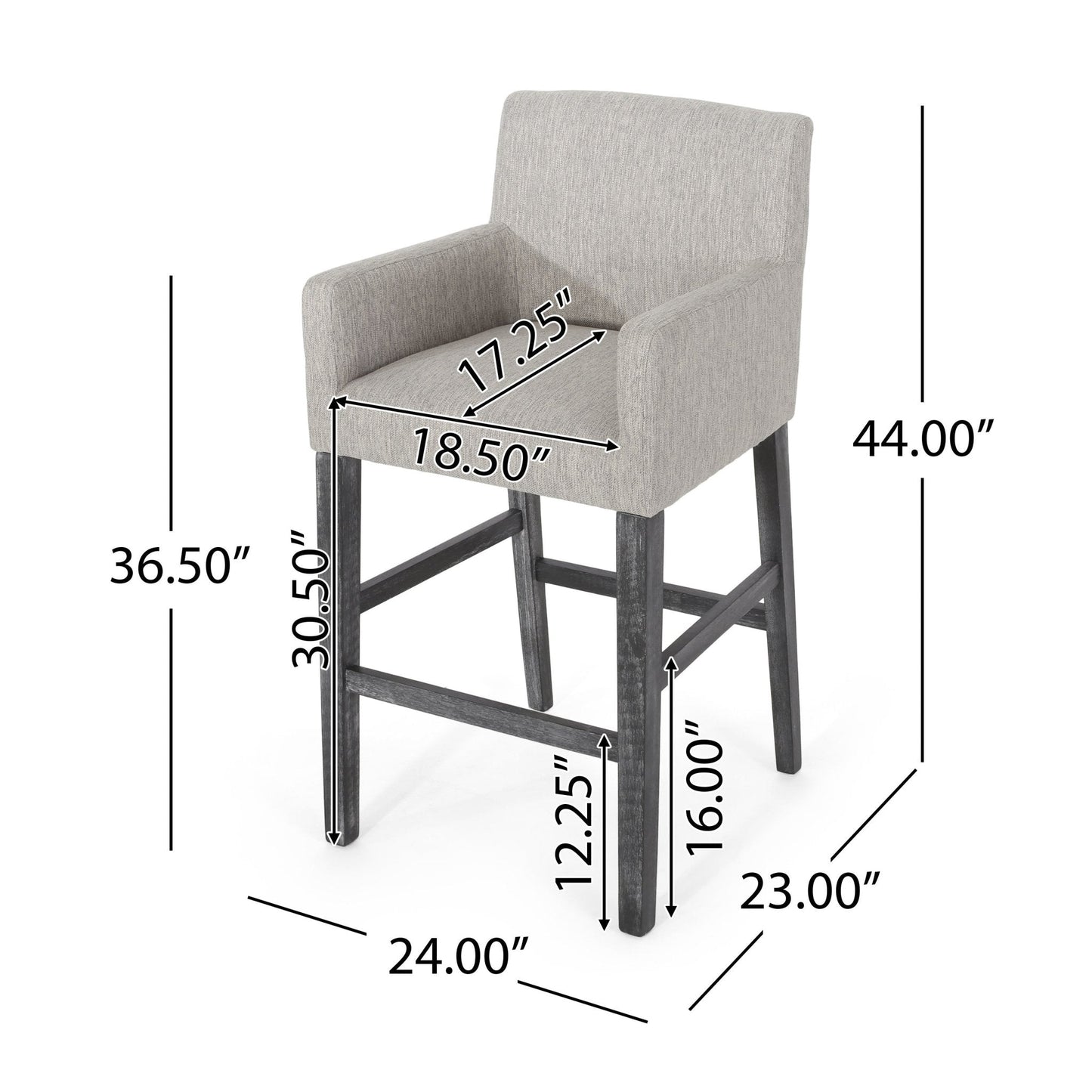 Upholstered Counter Chair with Straight Arm