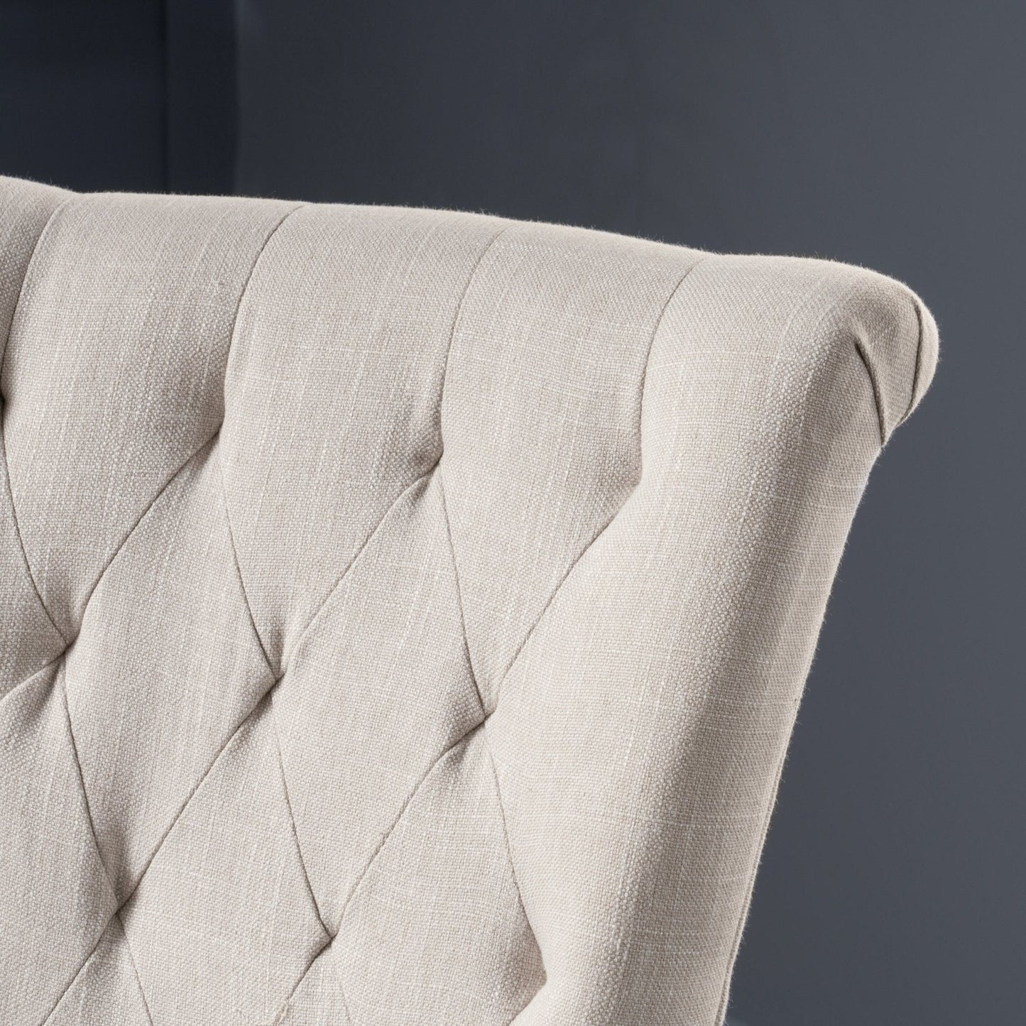 Upholstered Dining Chair with Diamond Tufted and Solid Wood Legs, Set of 2