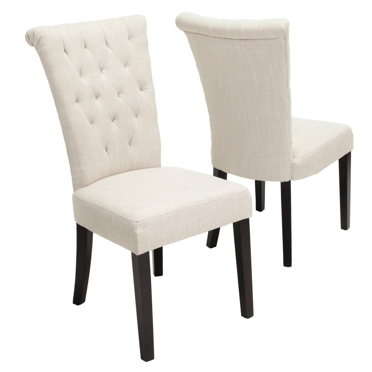 Upholstered Dining Chair with Diamond Tufted and Solid Wood Legs, Set of 2