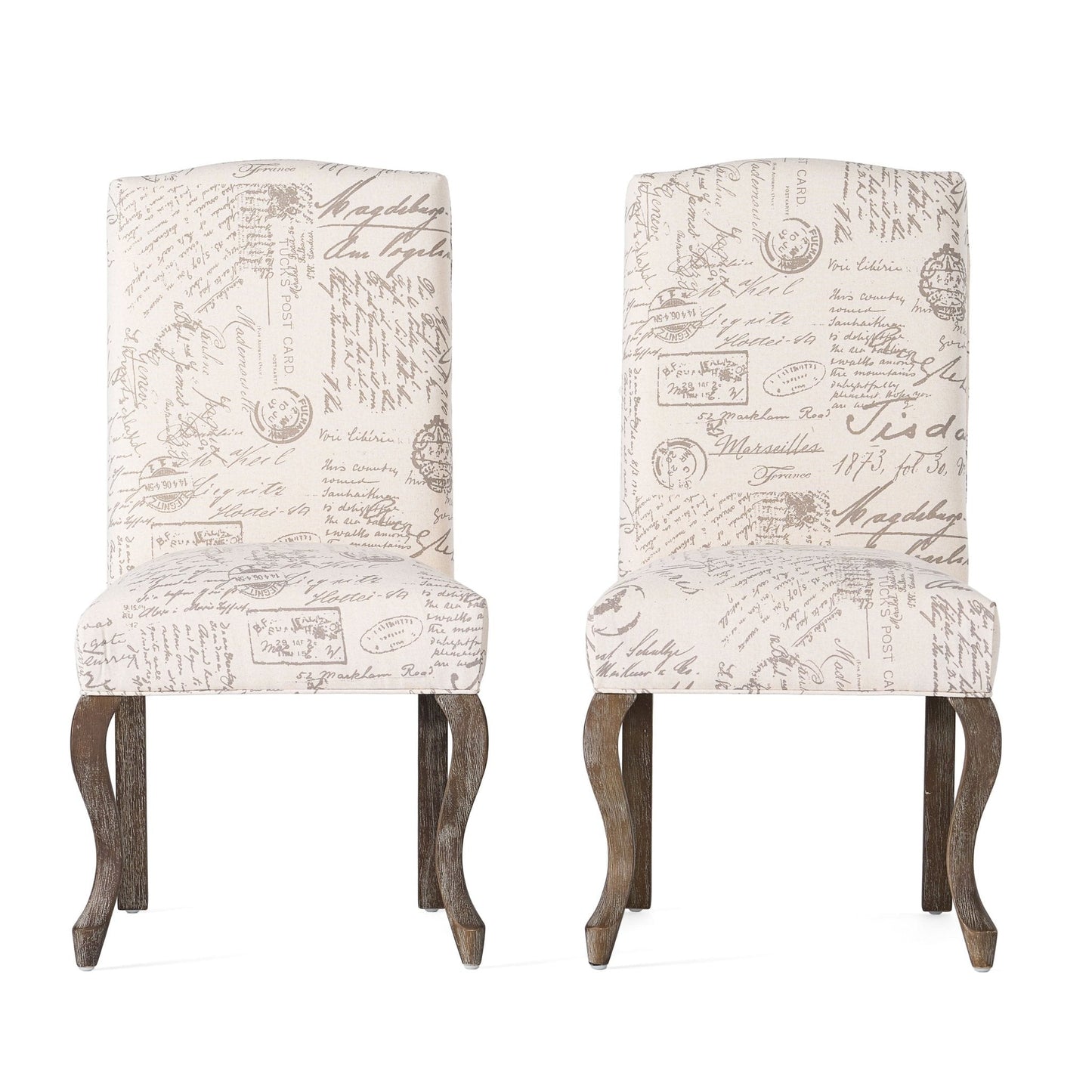 Upholstered Dining Chair with French Handwriting Design Pattern