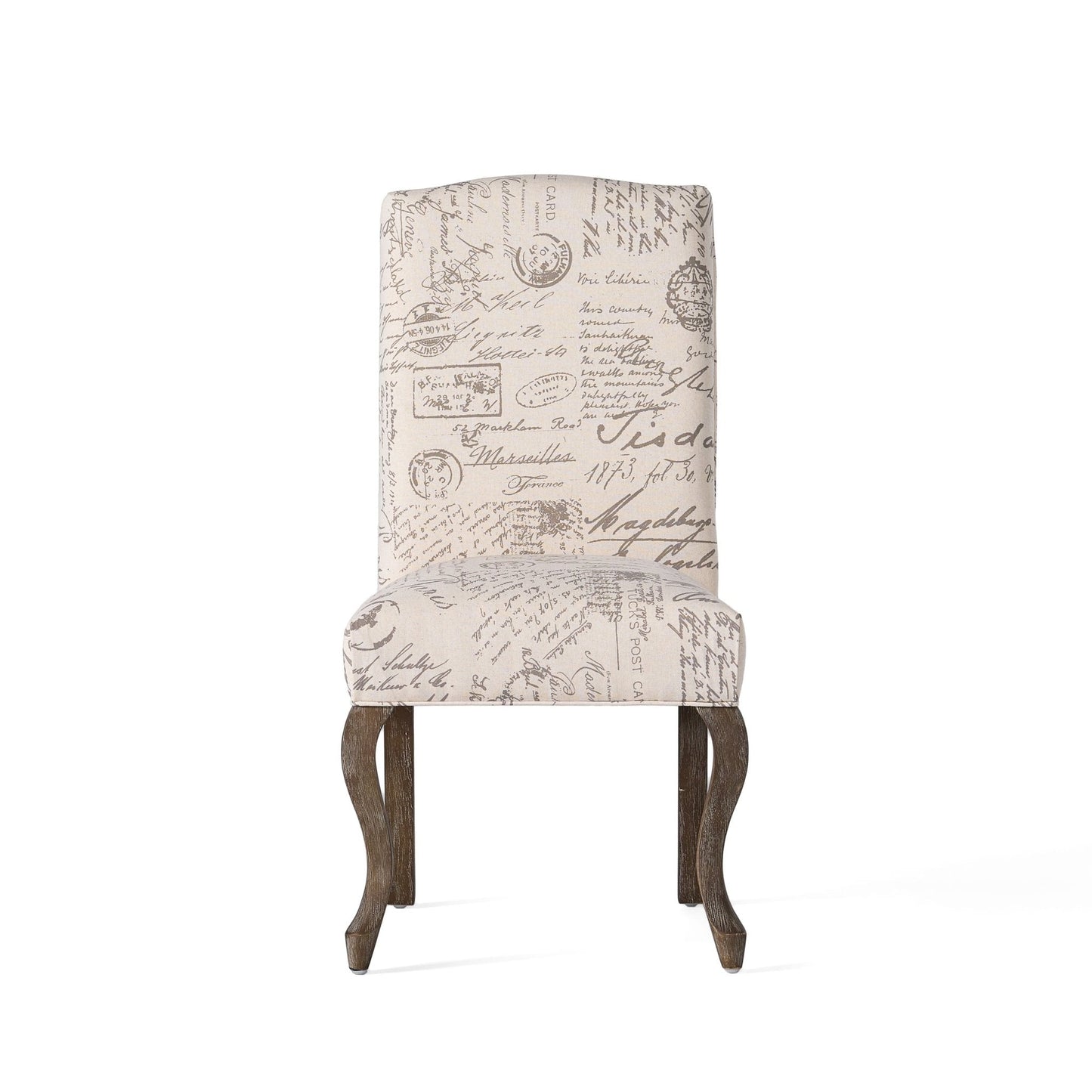Upholstered Dining Chair with French Handwriting Design Pattern