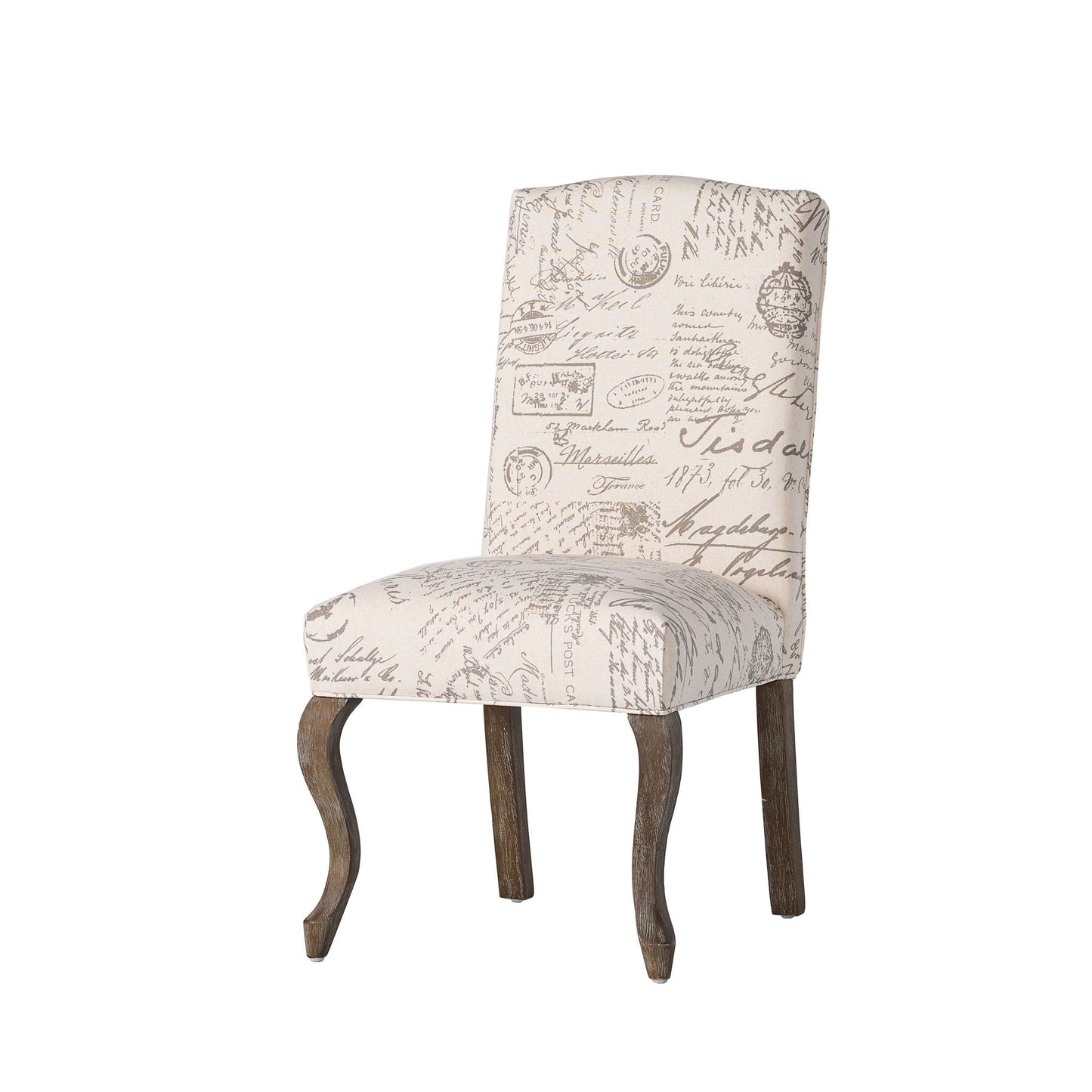 Upholstered Dining Chair with French Handwriting Design Pattern