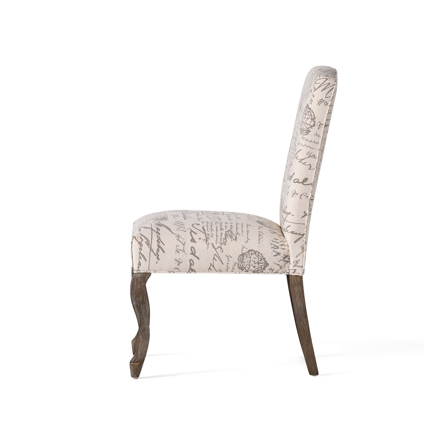 Upholstered Dining Chair with French Handwriting Design Pattern