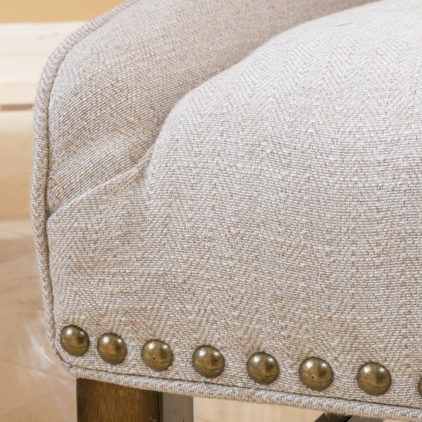 Upholstered Dining Chair with Wing Back, Slide Arm and Nail Head Trim