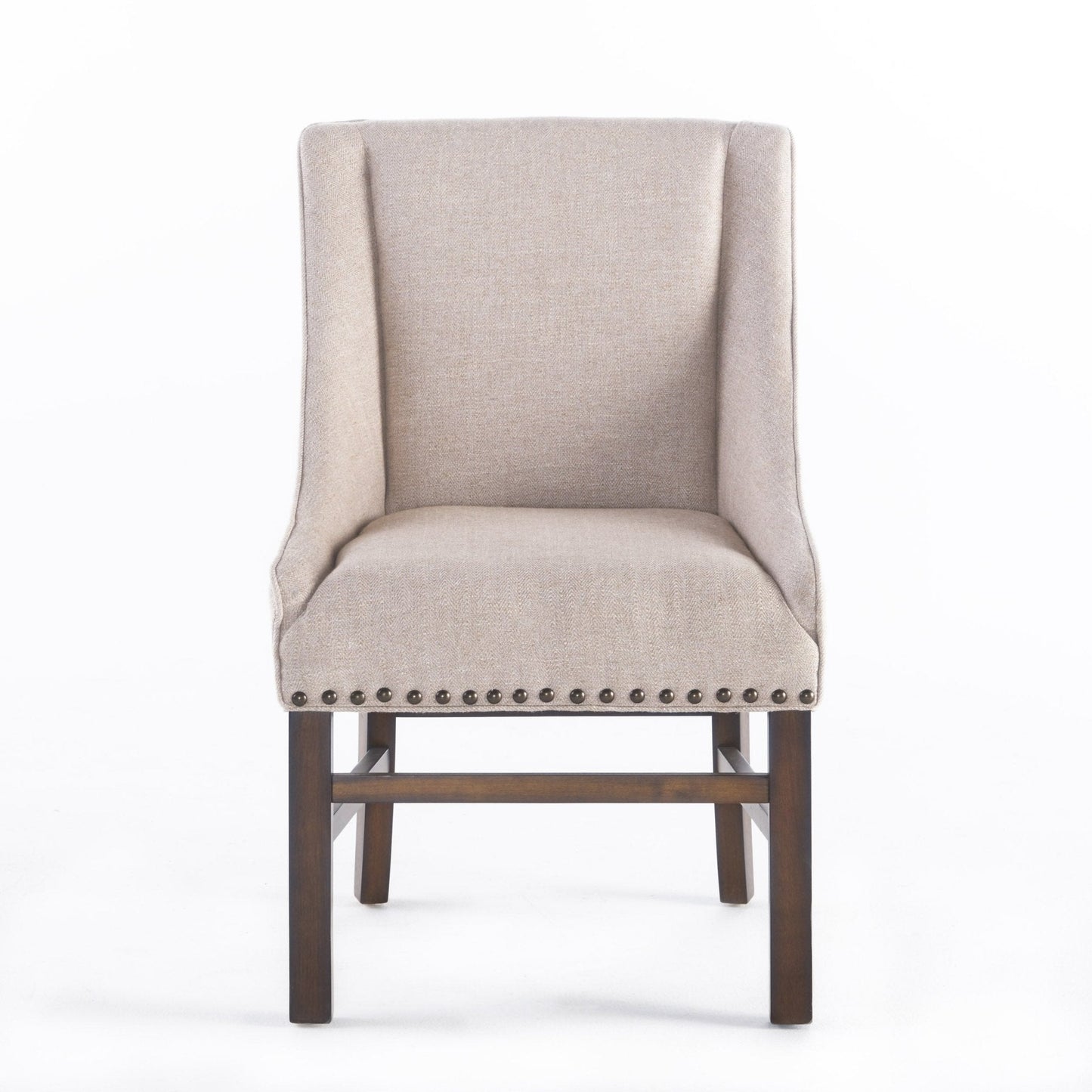 Upholstered Dining Chair with Wing Back, Slide Arm and Nail Head Trim