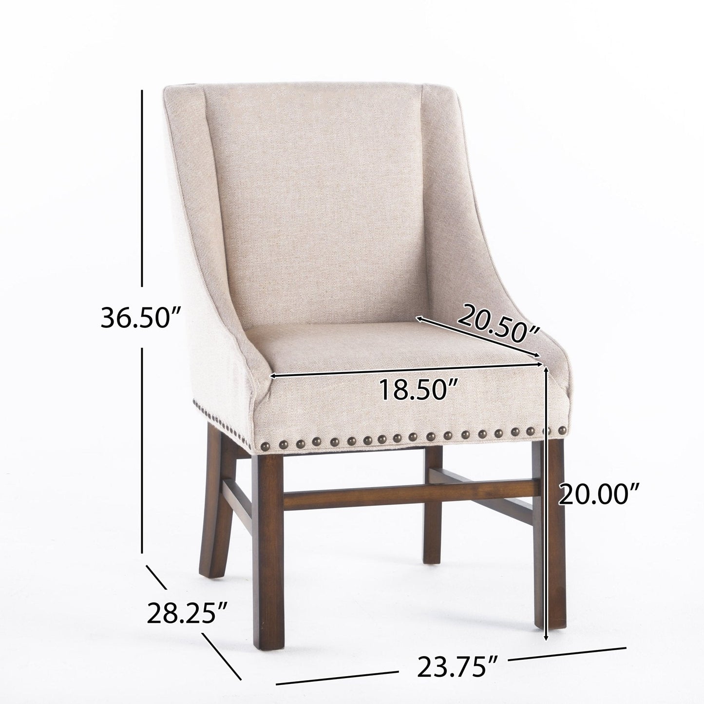 Upholstered Dining Chair with Wing Back, Slide Arm and Nail Head Trim