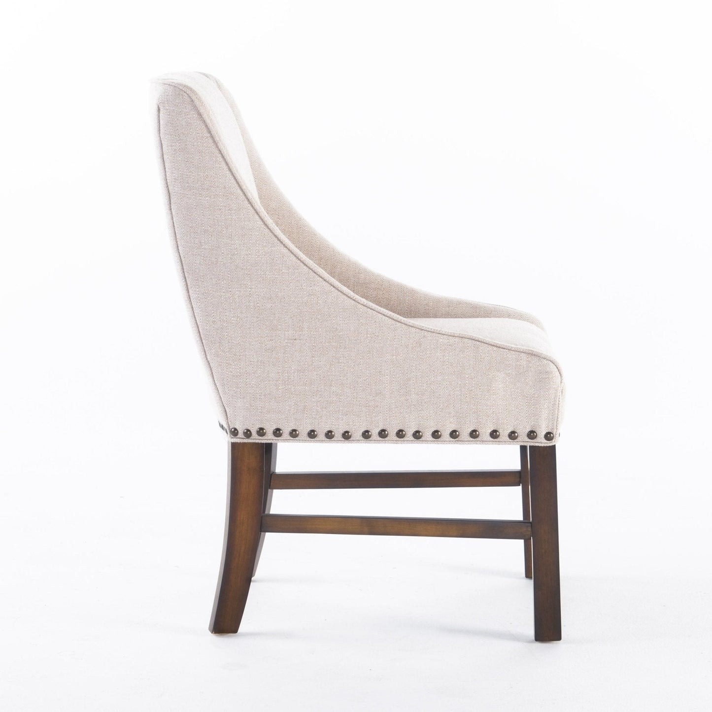 Upholstered Dining Chair with Wing Back, Slide Arm and Nail Head Trim