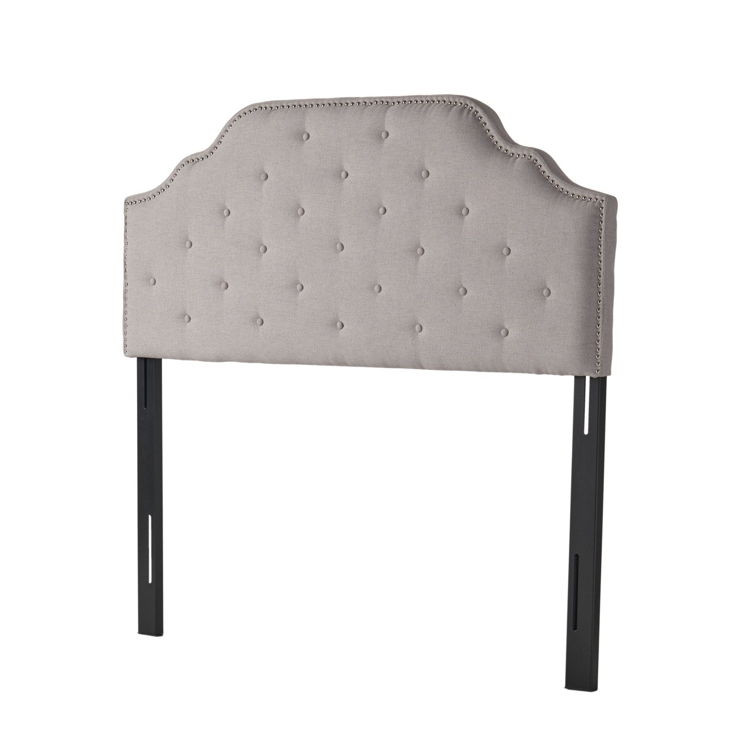 Upholstered Headboard with Diamond Tufted and Nail Head Trim, Queen and Full Size