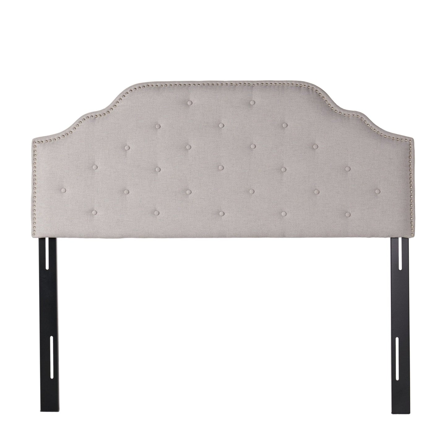 Upholstered Headboard with Diamond Tufted and Nail Head Trim, Queen and Full Size