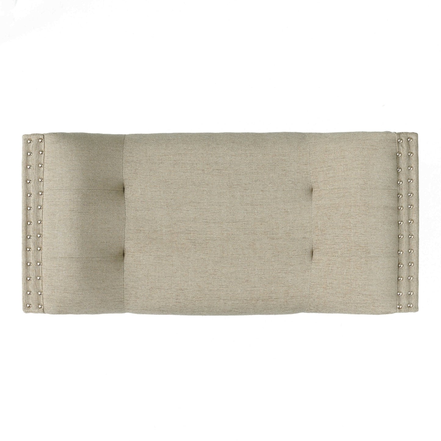 Upholstered Ottoman with Nail Head Trim and Flared Arm