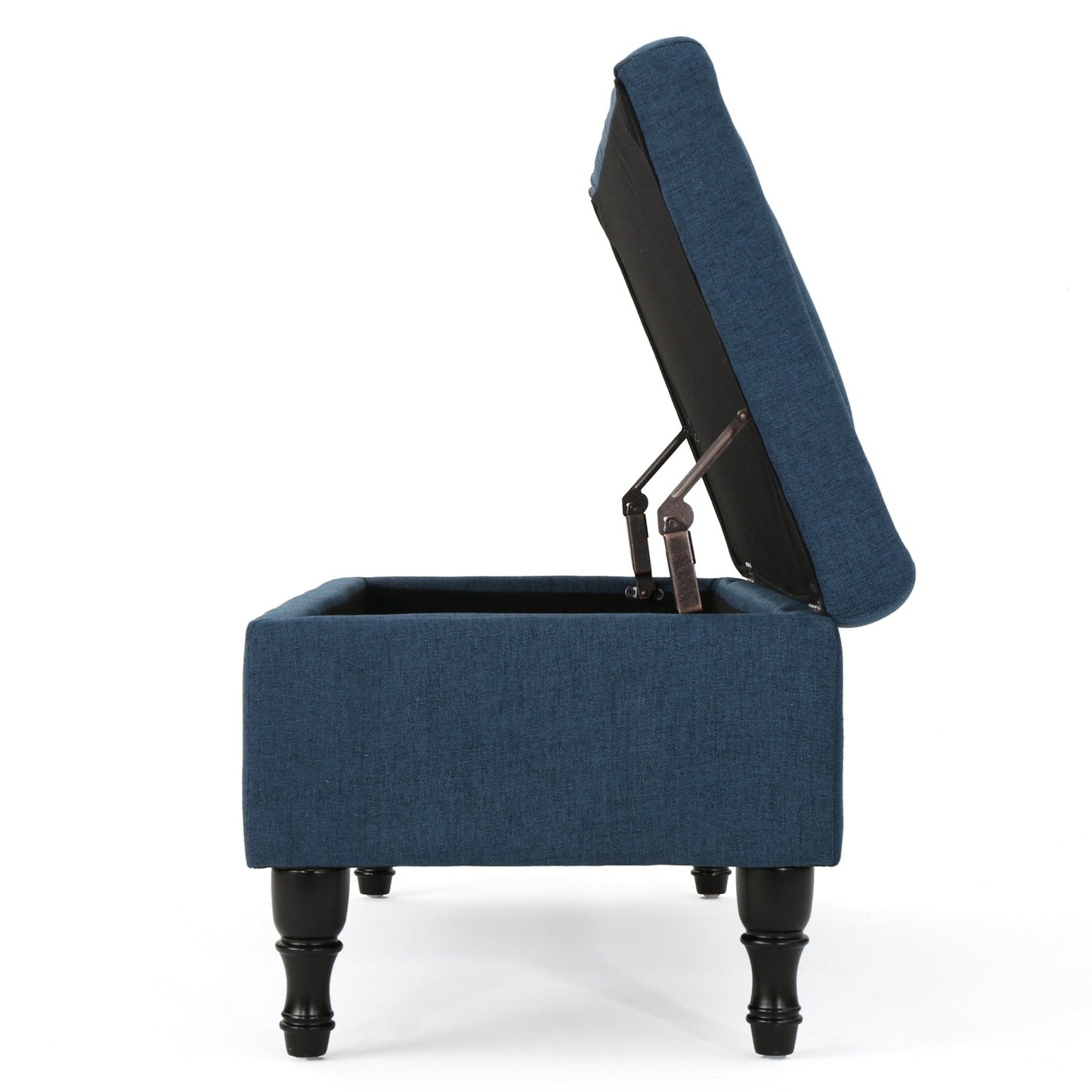 Upholstered Suede Storage Bench with Button Tufted and Turned Legs