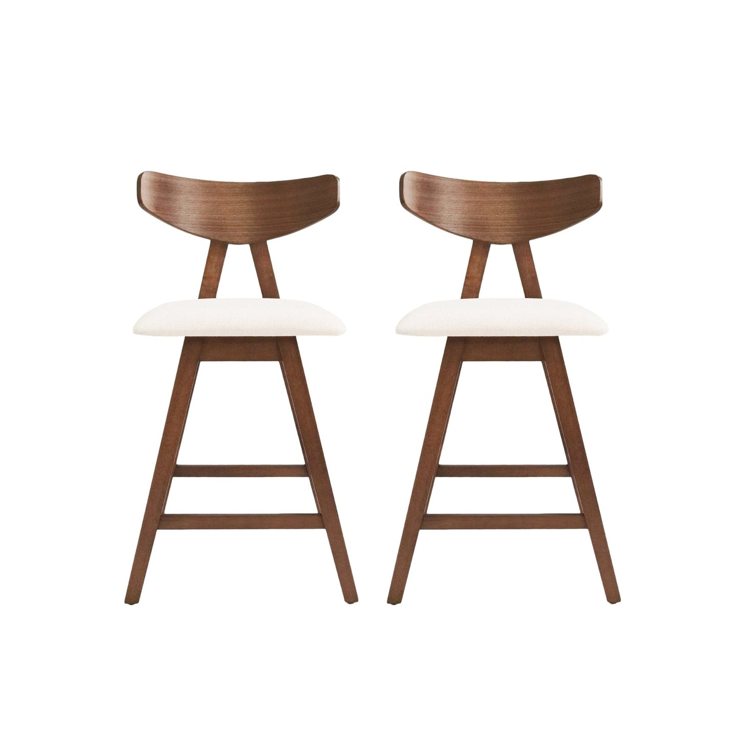 Utopia Counter Stool with Iconic Splayed Legs and Stunning Wood Frame, Set of 2