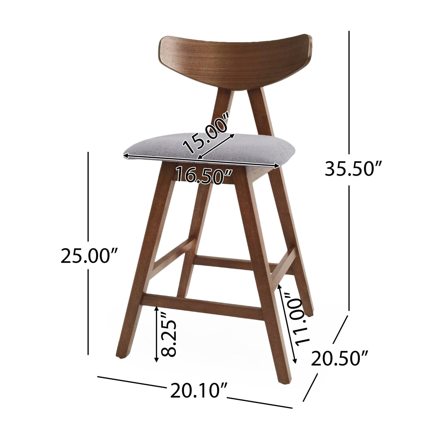 Utopia Counter Stool with Iconic Splayed Legs and Stunning Wood Frame, Set of 2