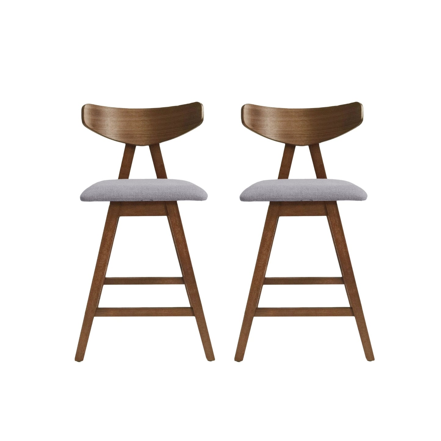 Utopia Counter Stool with Iconic Splayed Legs and Stunning Wood Frame, Set of 2