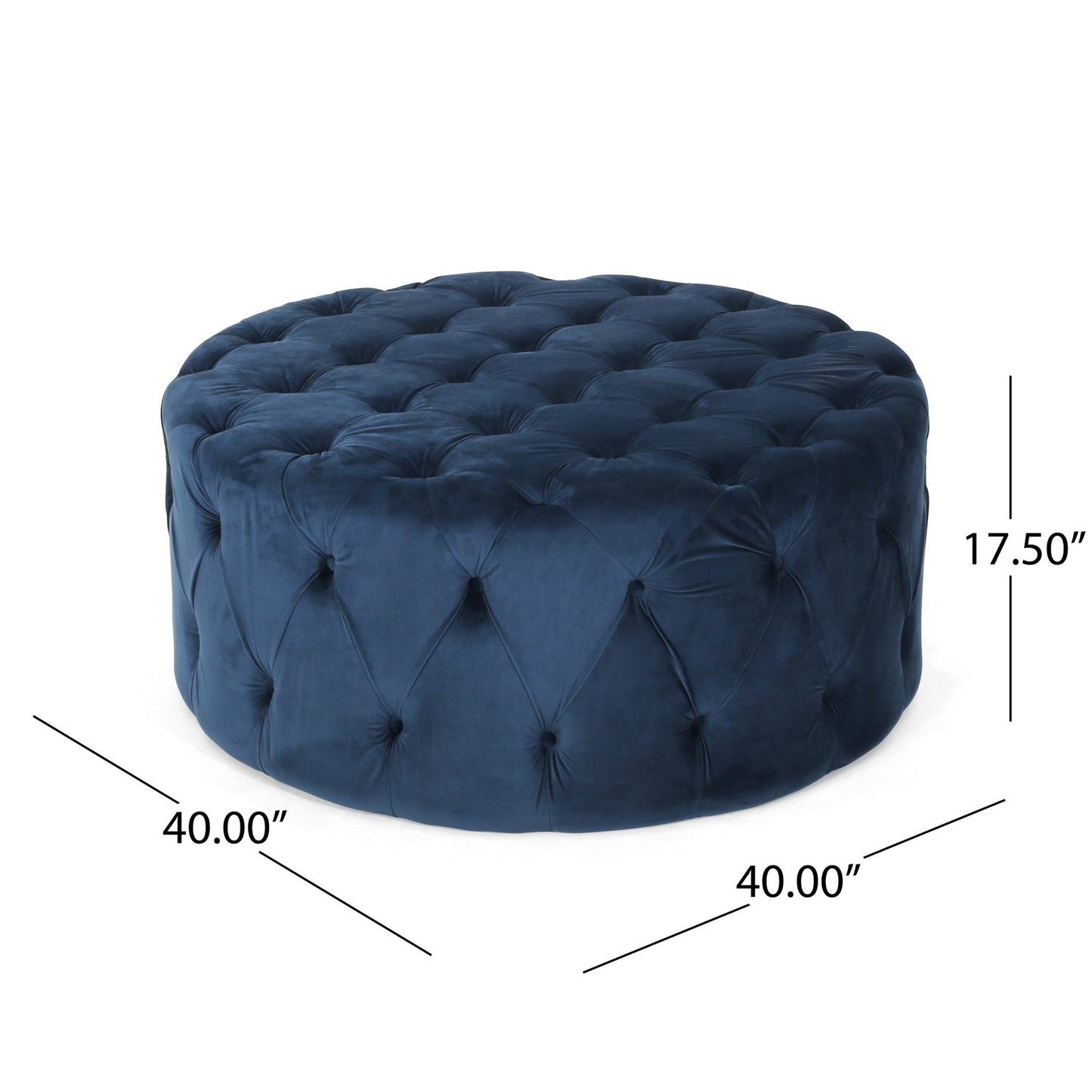 Velvet Upholstered Ottoman with Button Tufted Diamond Stitch
