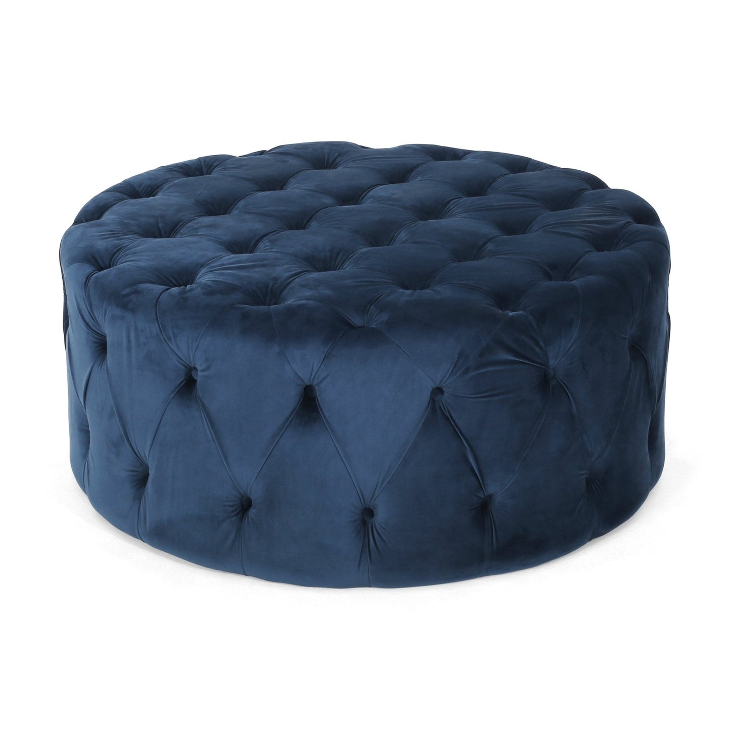 Velvet Upholstered Ottoman with Button Tufted Diamond Stitch