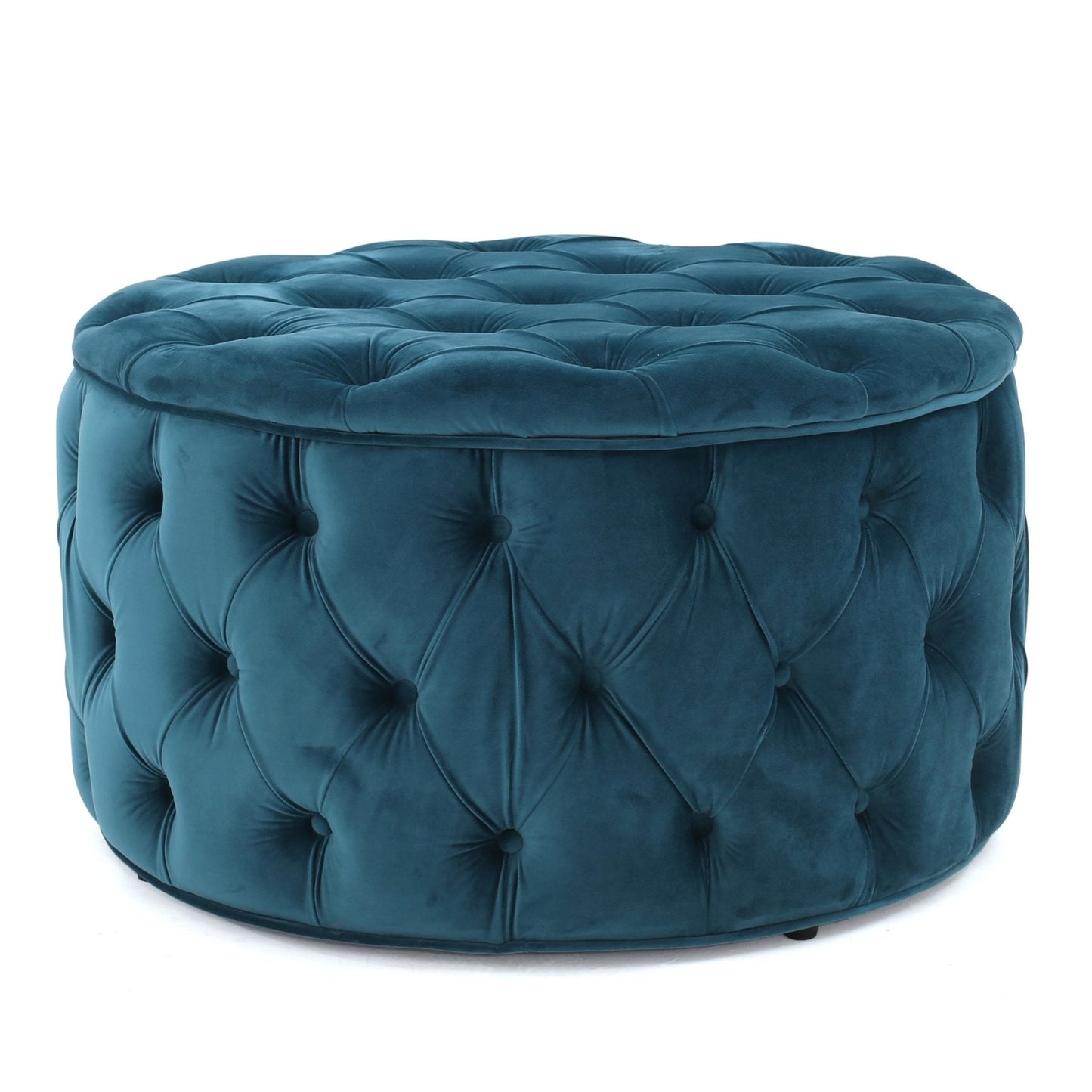 Velvet Upholstered Ottoman with Button Tufted