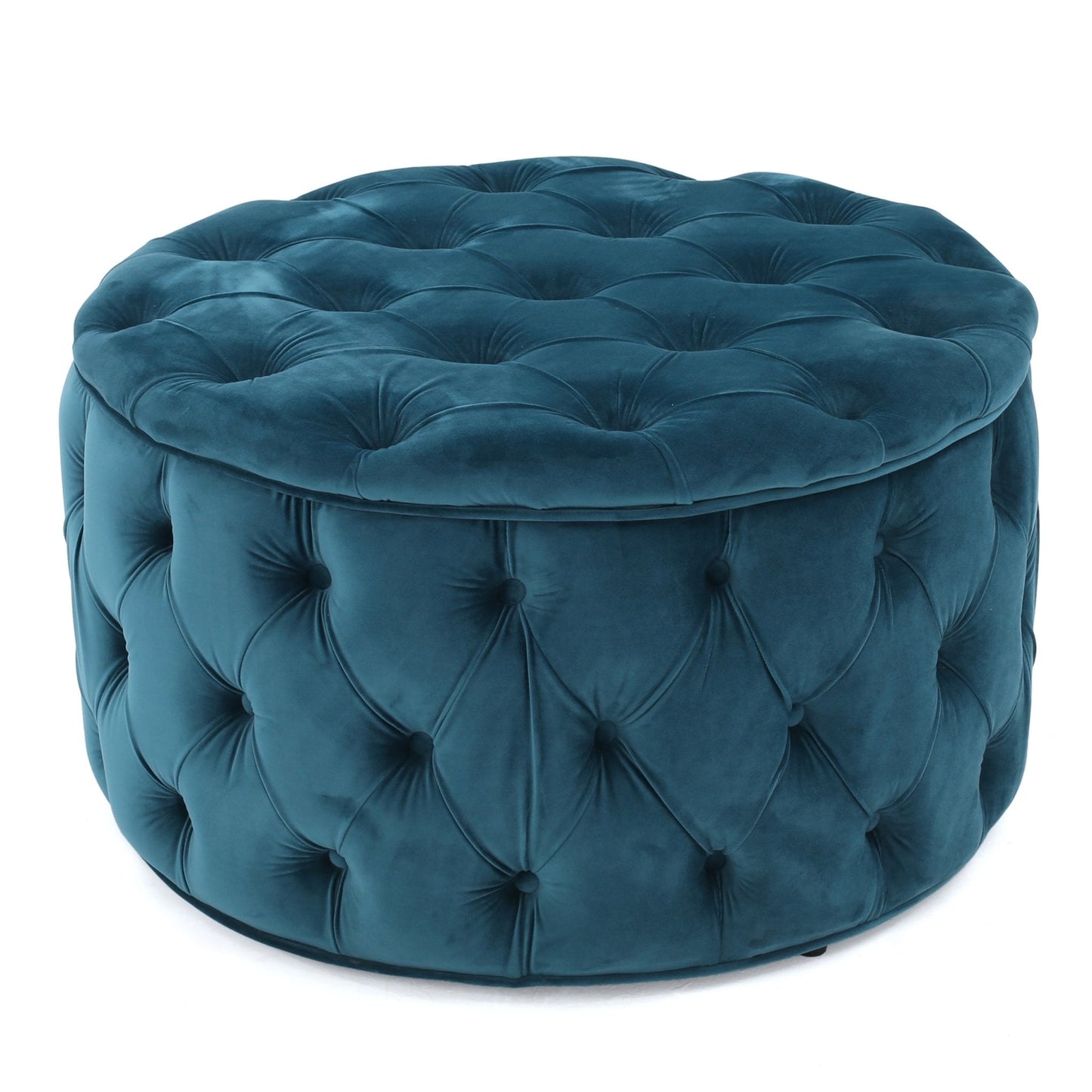 Velvet Upholstered Ottoman with Button Tufted