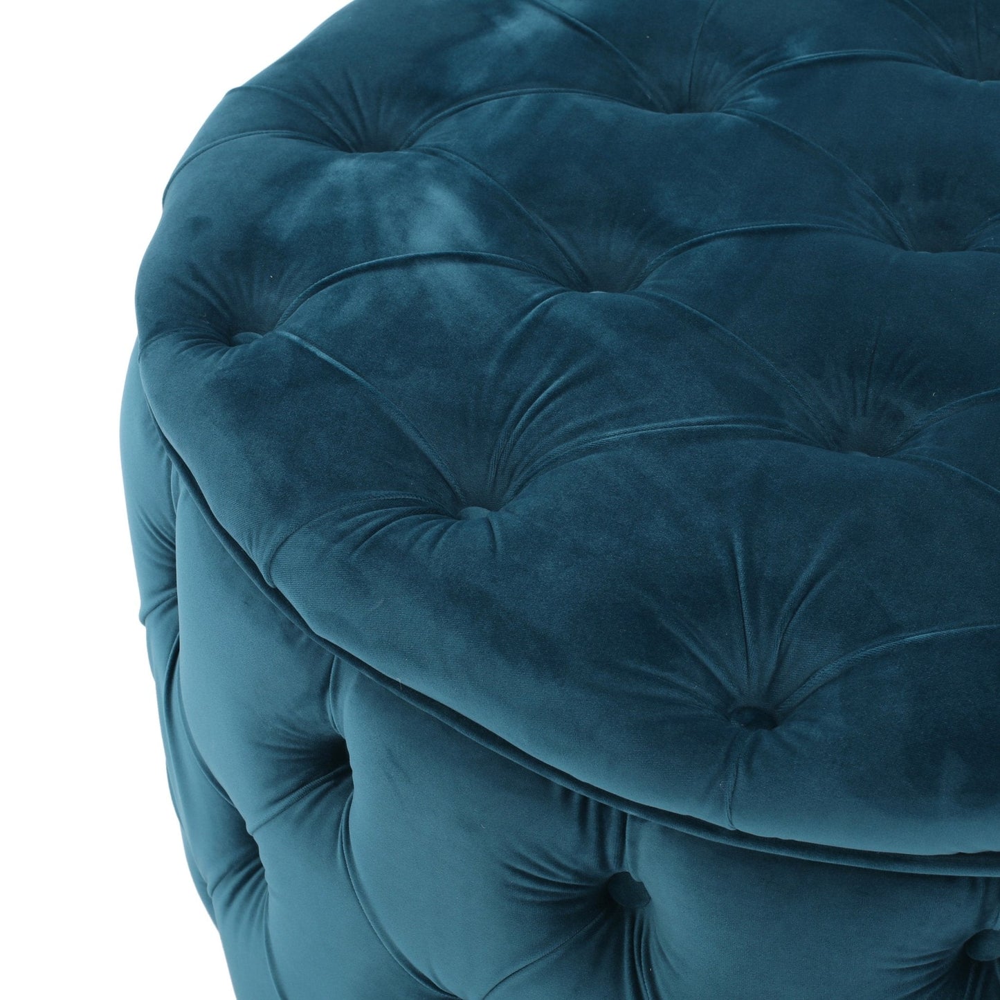 Velvet Upholstered Ottoman with Button Tufted