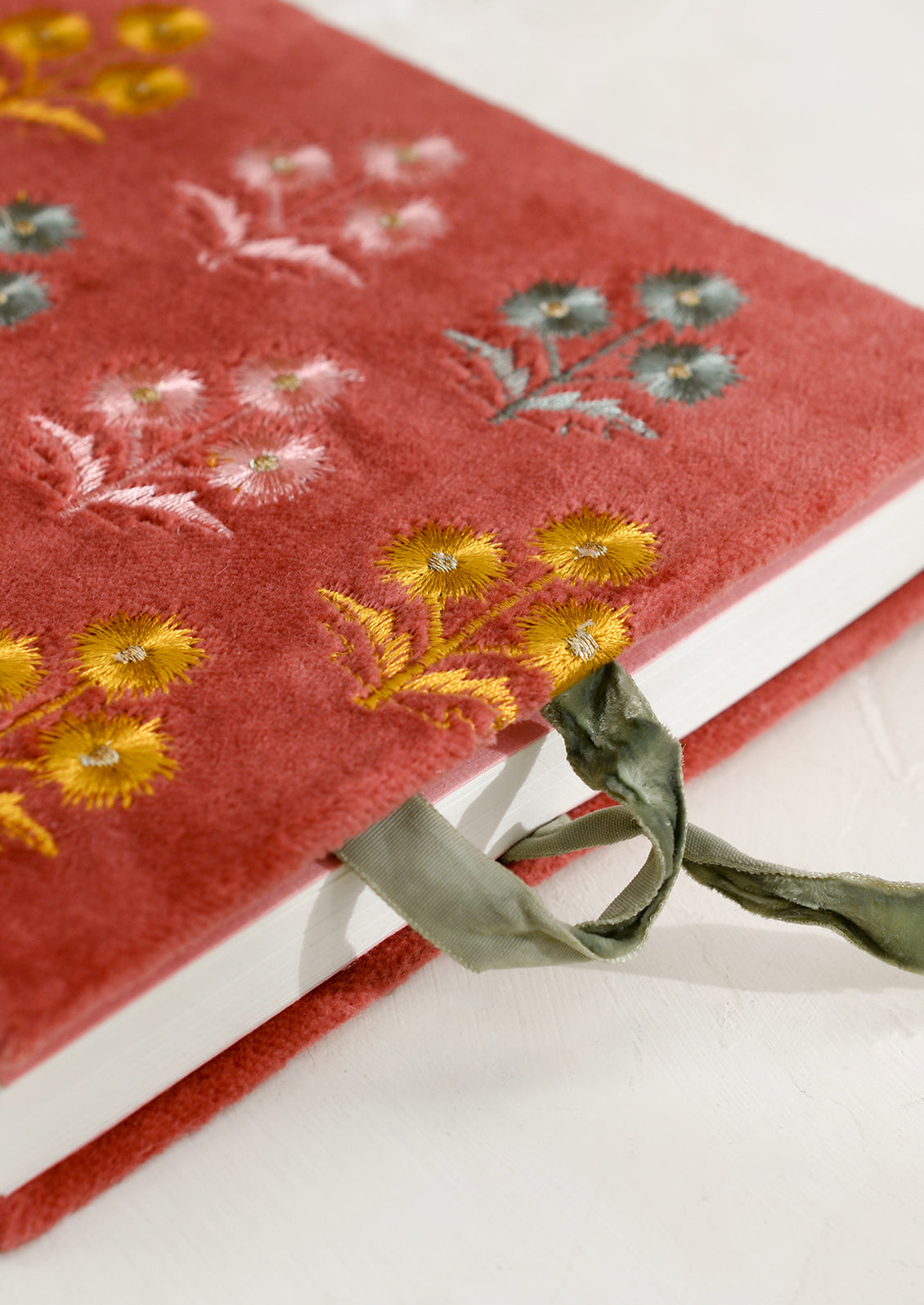 Embroidered Floral Velvet Journal
