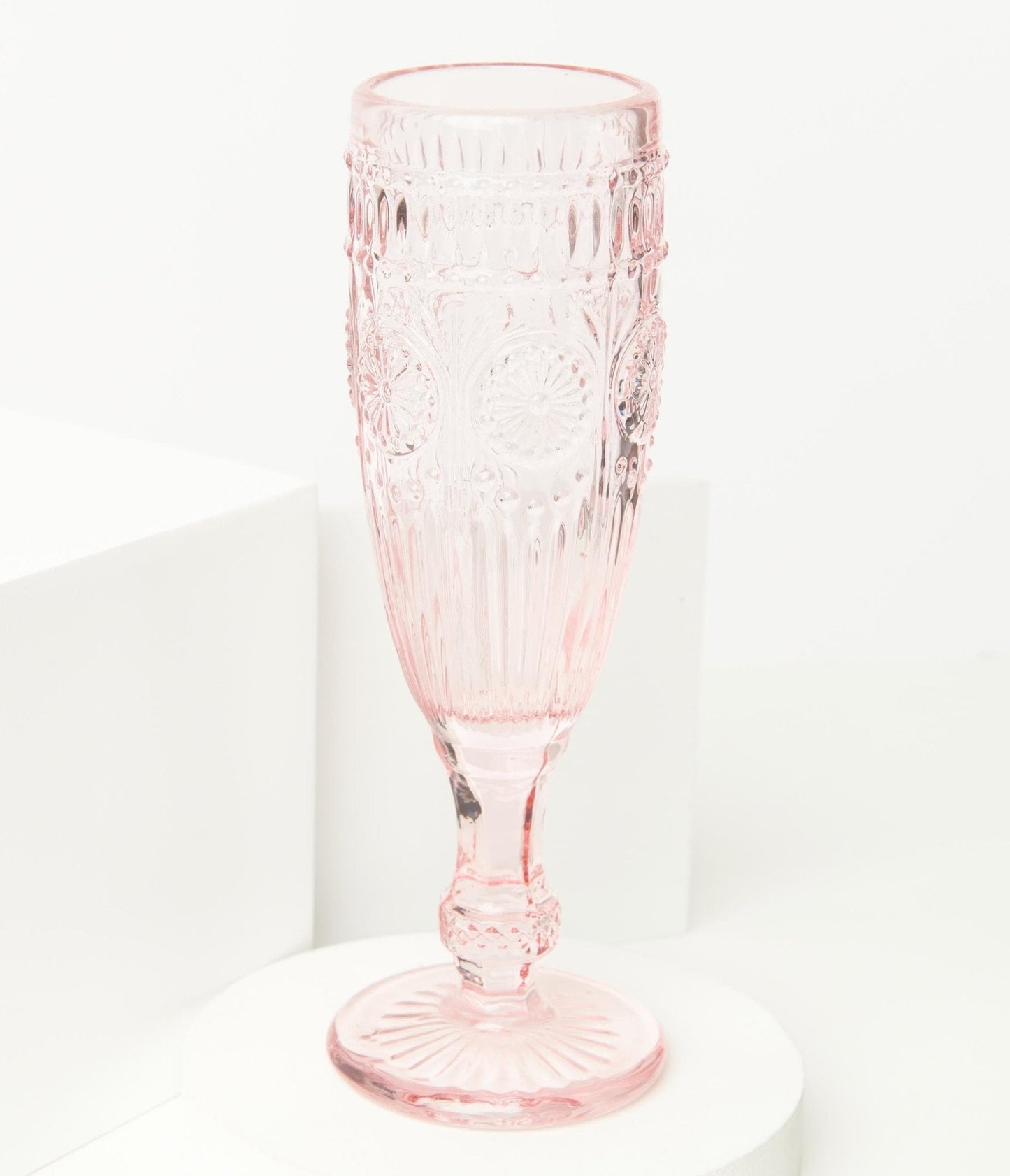 Vintage Style Pink Glass Champagne Flute