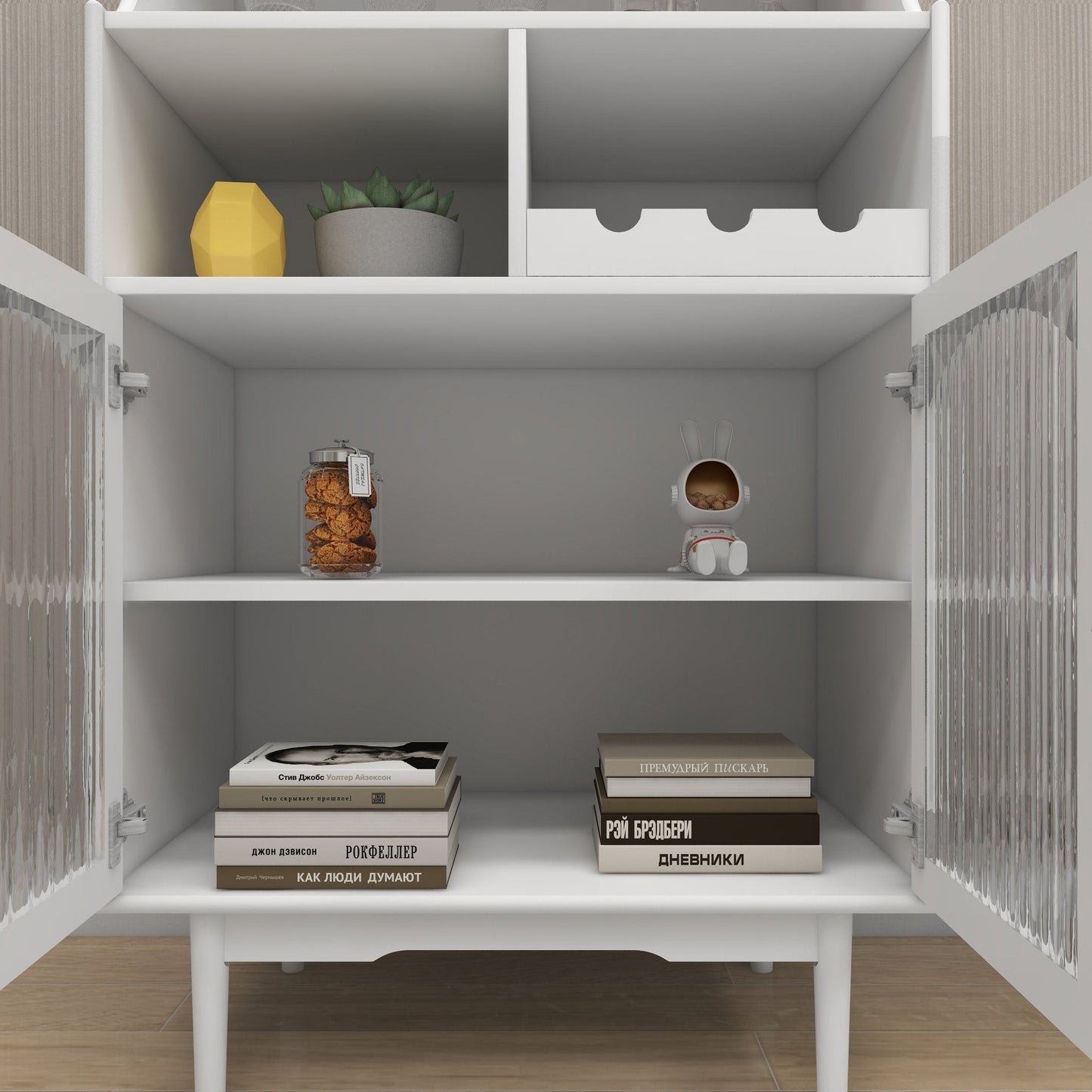 Virtue Wine Cabinet with Removable Rack and Wine Glass Rack, One Cabinet with Glass Doors