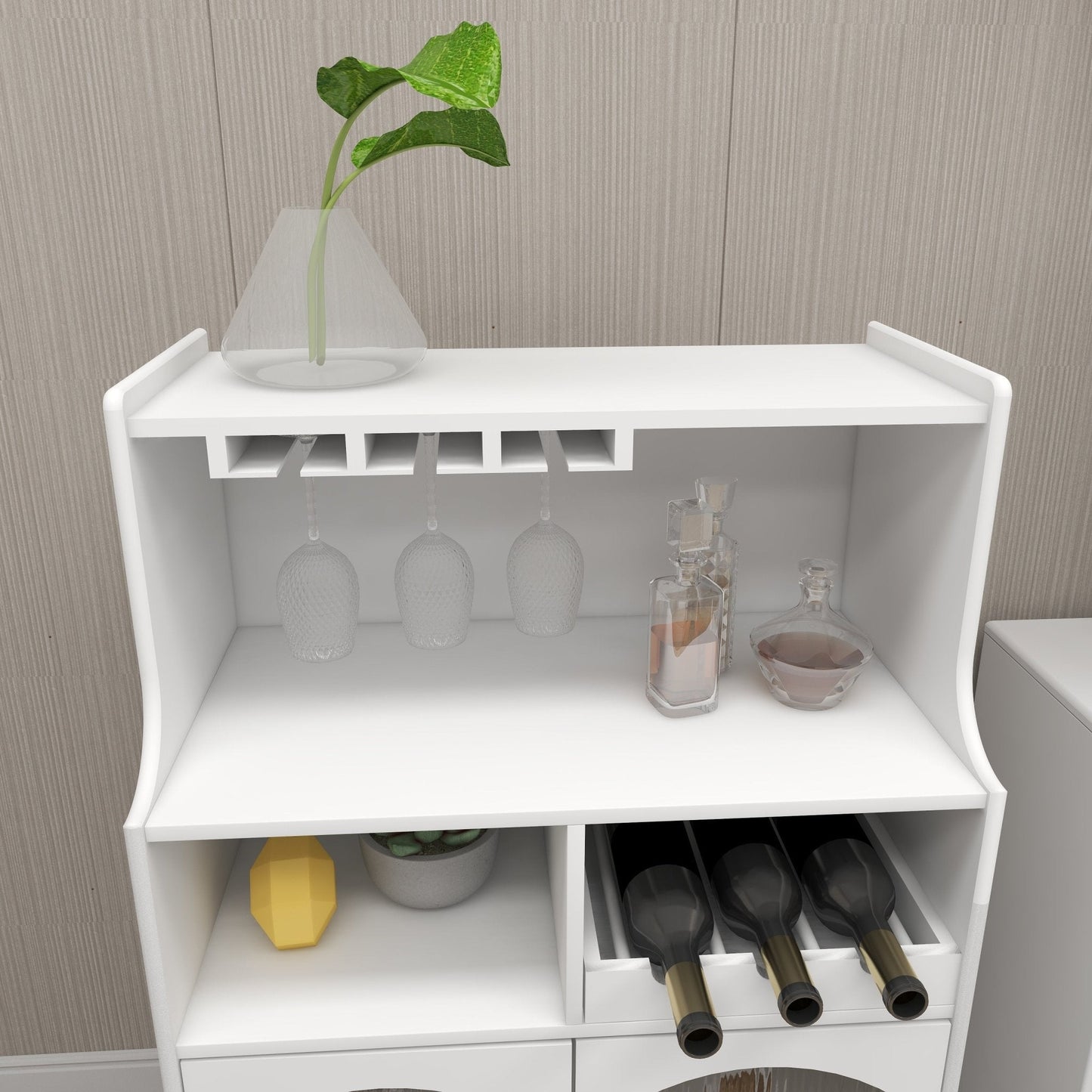 Virtue Wine Cabinet with Removable Rack and Wine Glass Rack, One Cabinet with Glass Doors