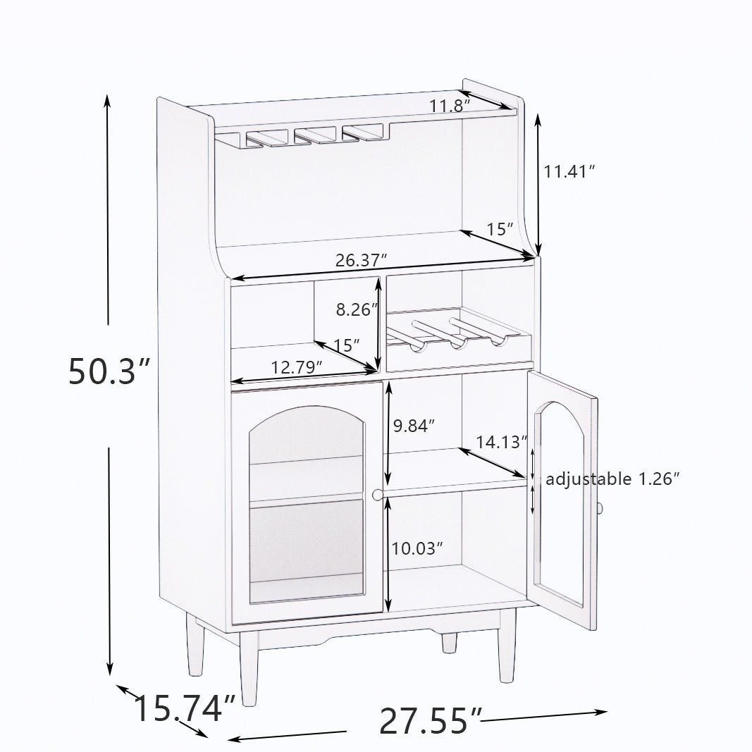 Virtue Wine Cabinet with Removable Rack and Wine Glass Rack, One Cabinet with Glass Doors