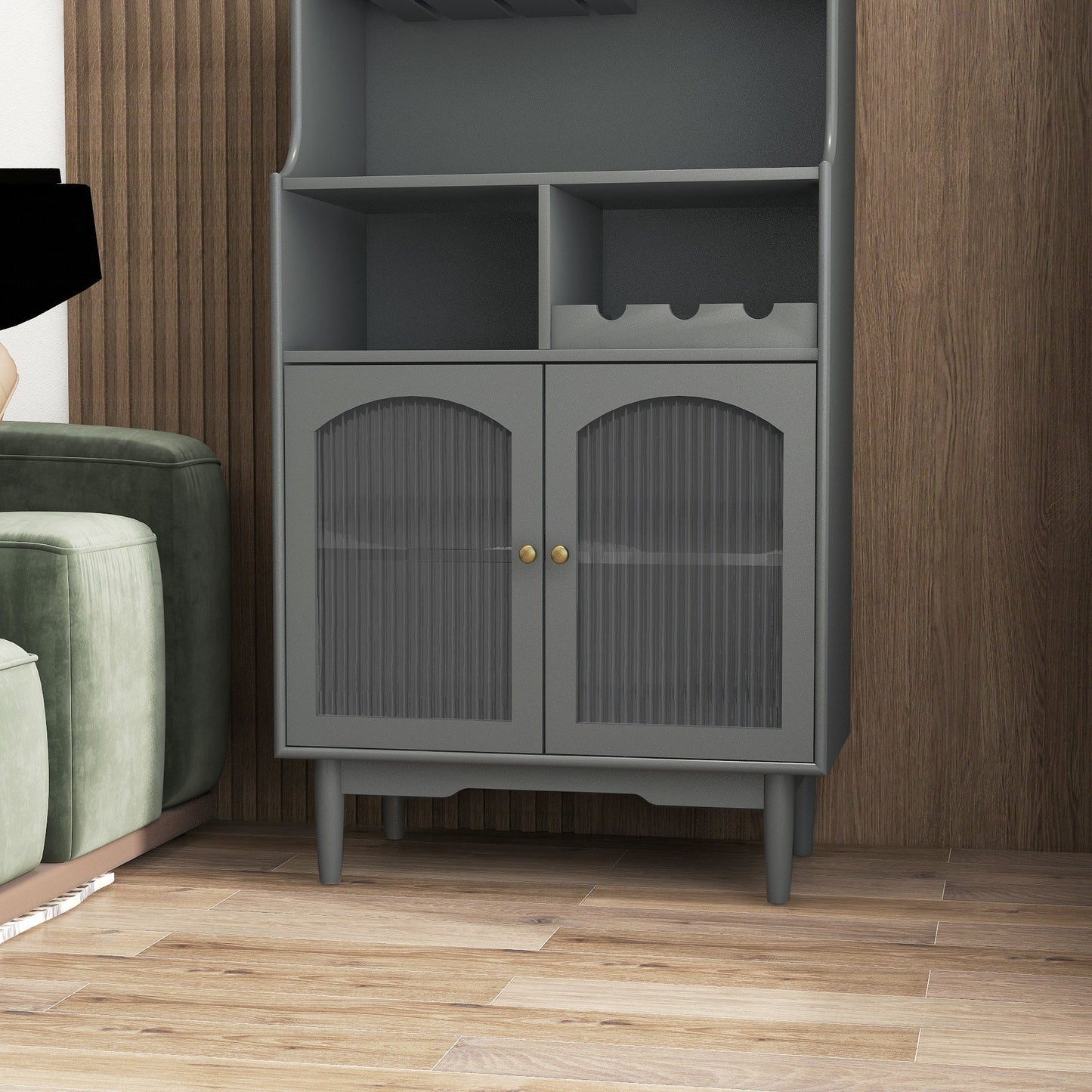 Virtue Wine Cabinet with Removable Rack and Wine Glass Rack, One Cabinet with Glass Doors