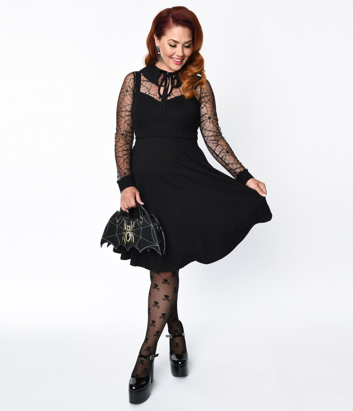 Voodoo Vixen Black Spider Web Swing Dress