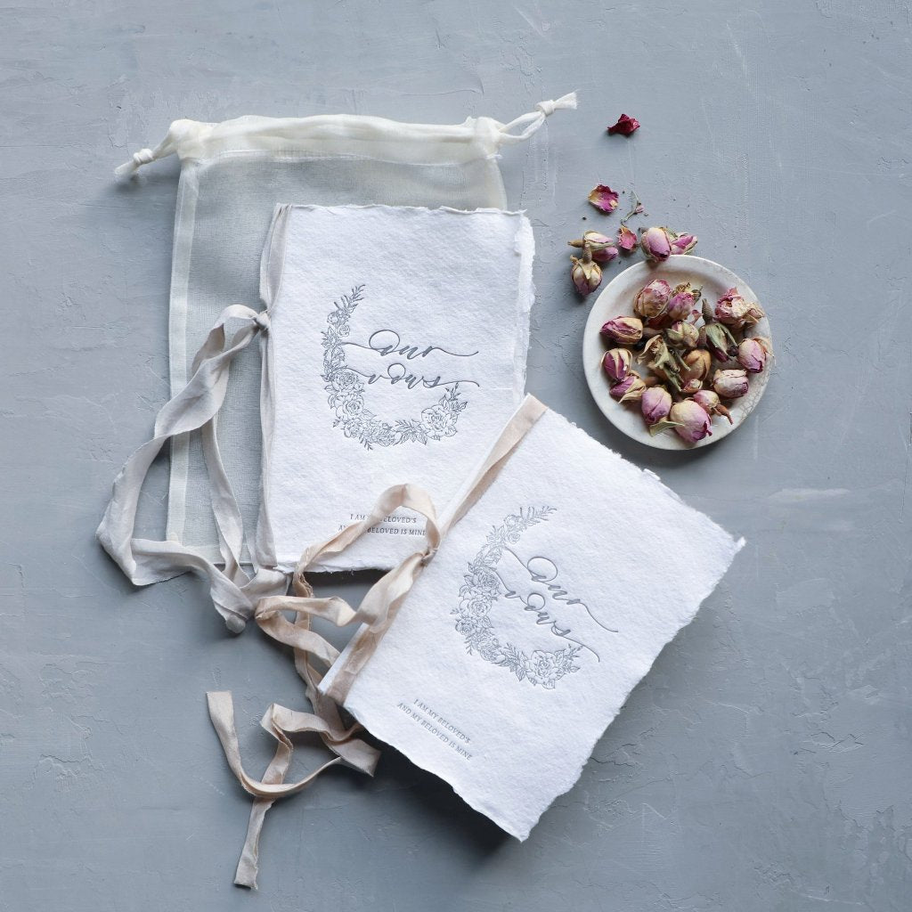 Bespoke Letterpress Vow Books {SENIMAN CALLIGRAPHY}