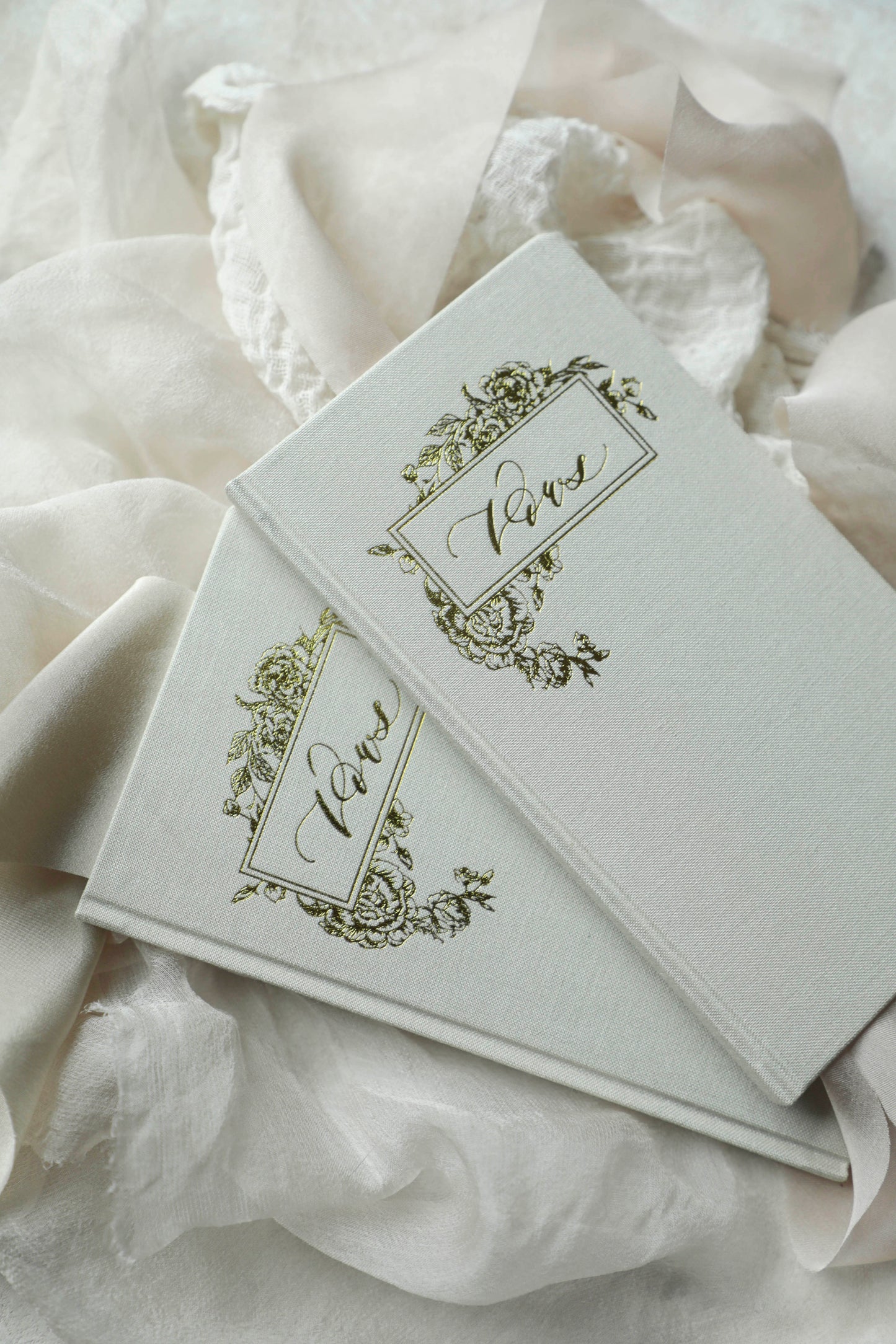 Wedding Vow Books with Gold Foil Press in Linen Cover -Pair of 2 / Linen Color